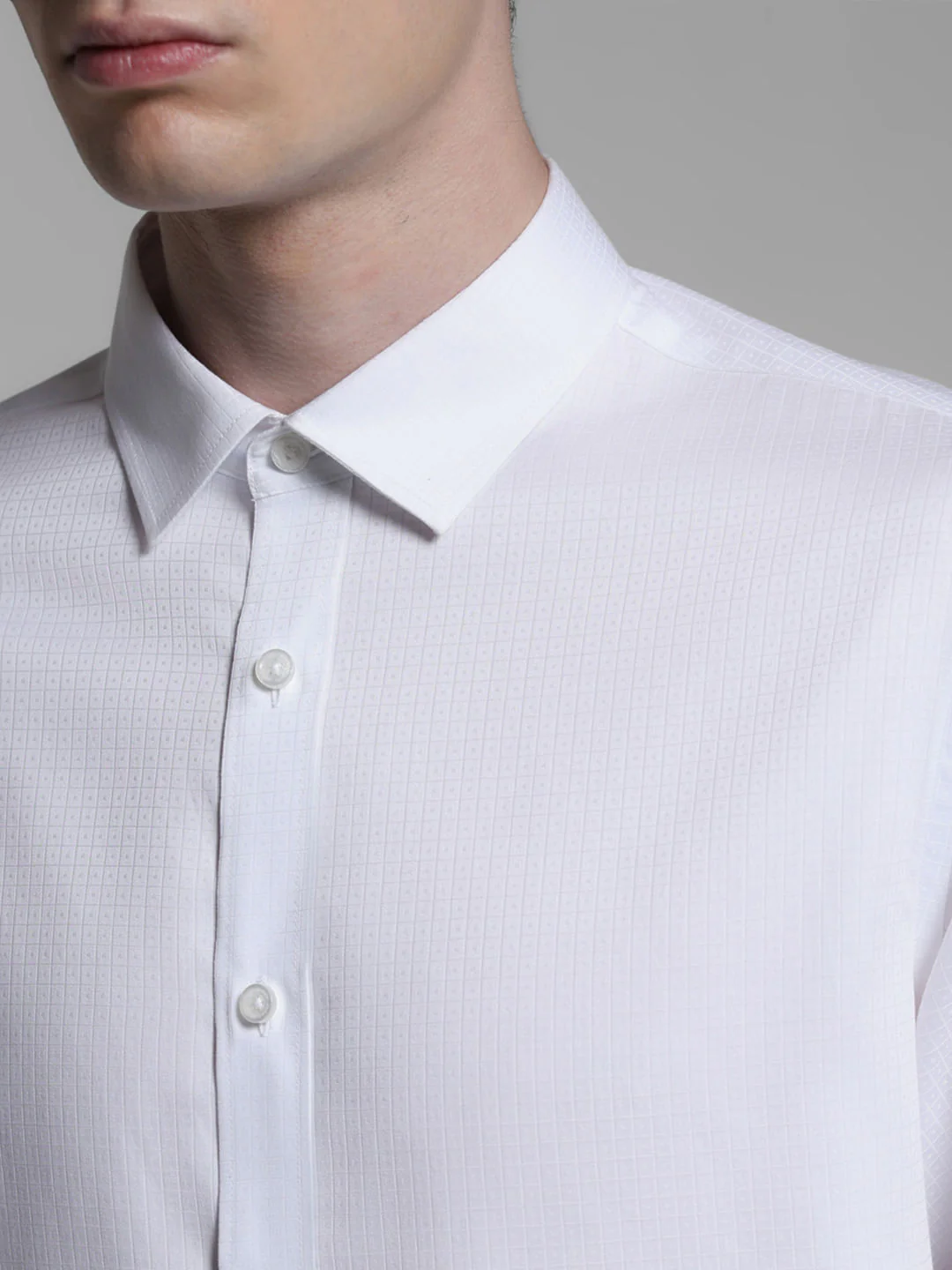 WHITE DOBBY FORMAL SHIRT - Image 5