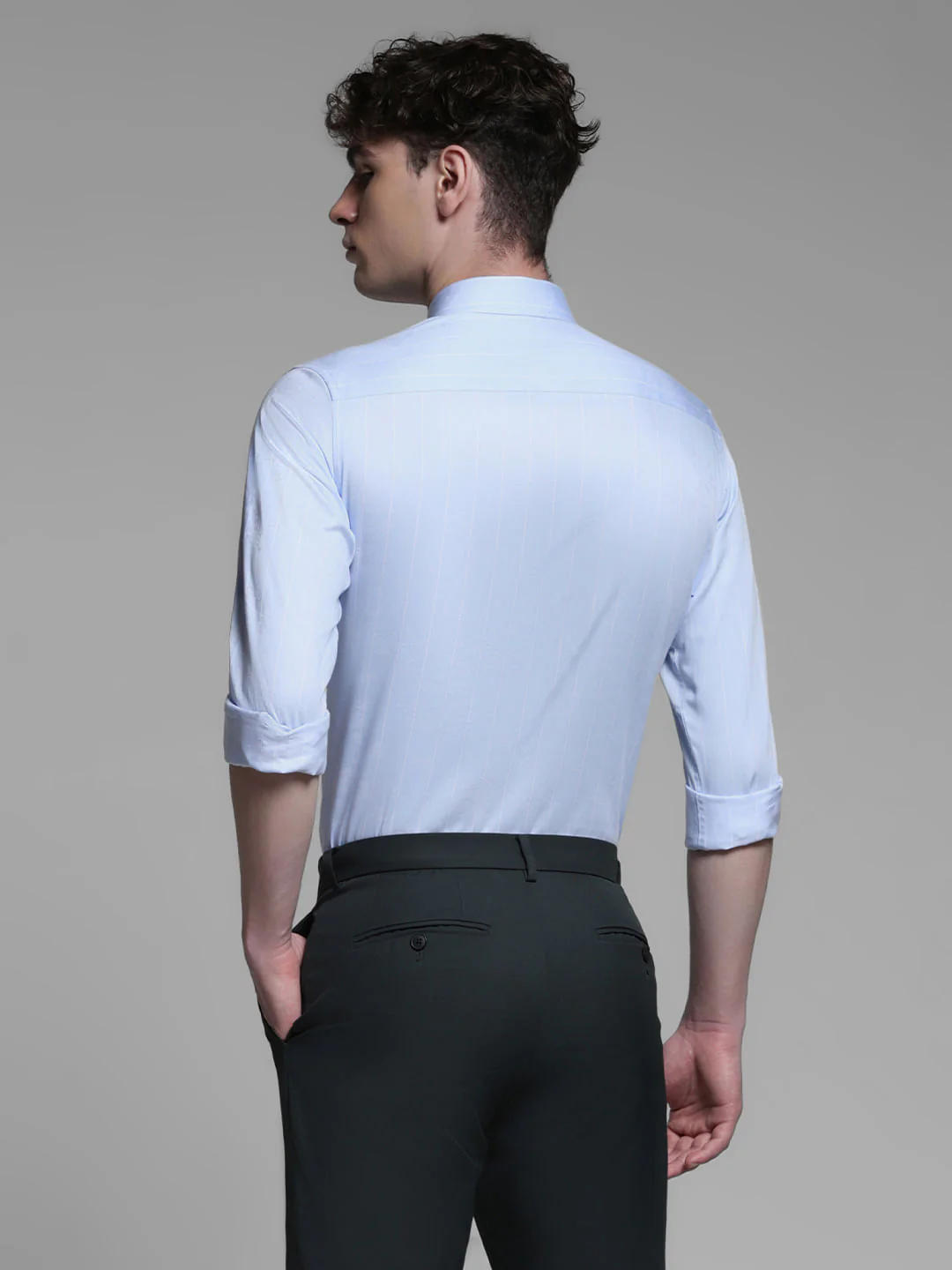 WHITE STRIPED FULL SLEEVES SHIRT - Image 4