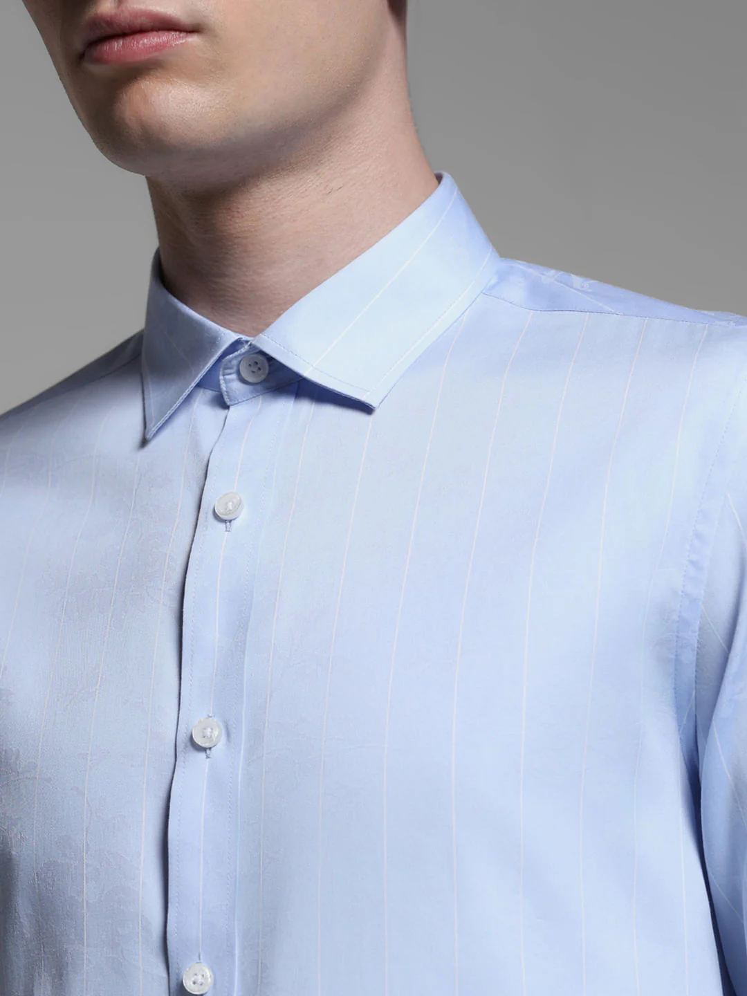 WHITE STRIPED FULL SLEEVES SHIRT - Image 5