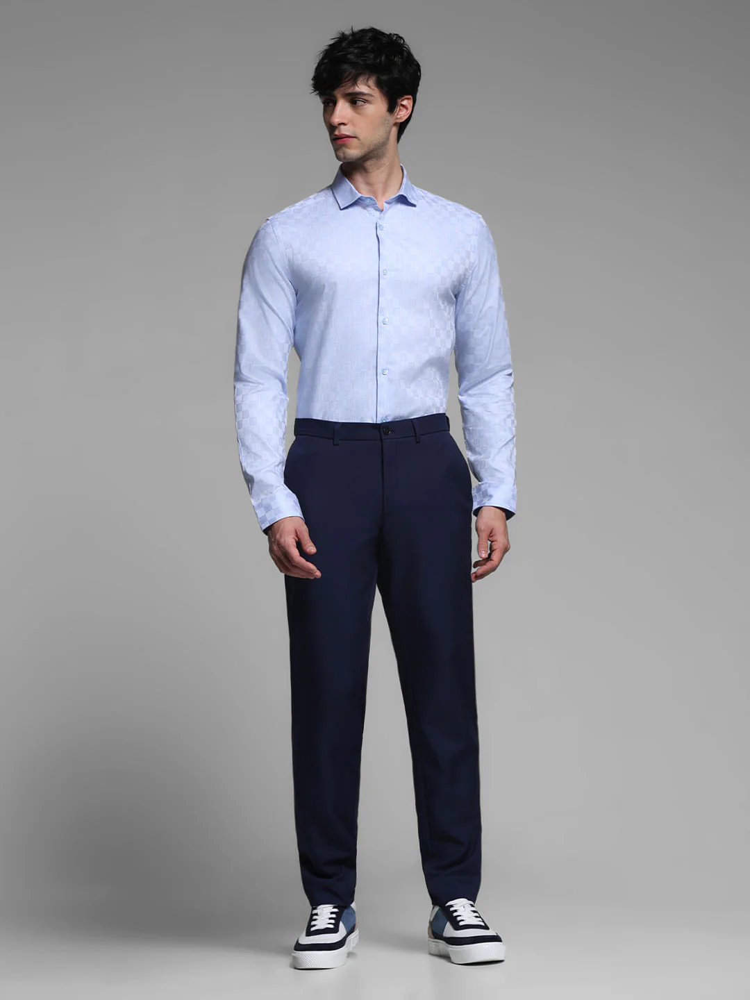 Blue Jacquard Full Sleeves Shirt - Image 6