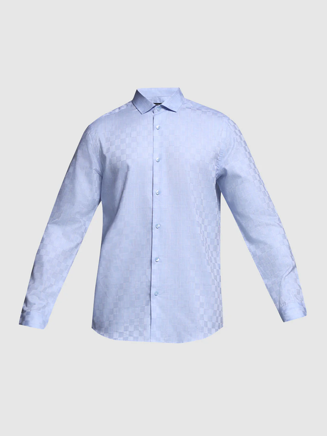 Blue Jacquard Full Sleeves Shirt - Image 7
