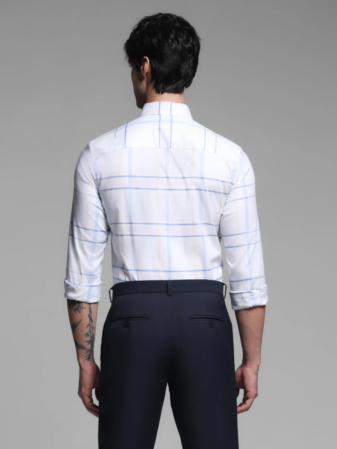 White Check Print Slim Fit Shirt - Image 4
