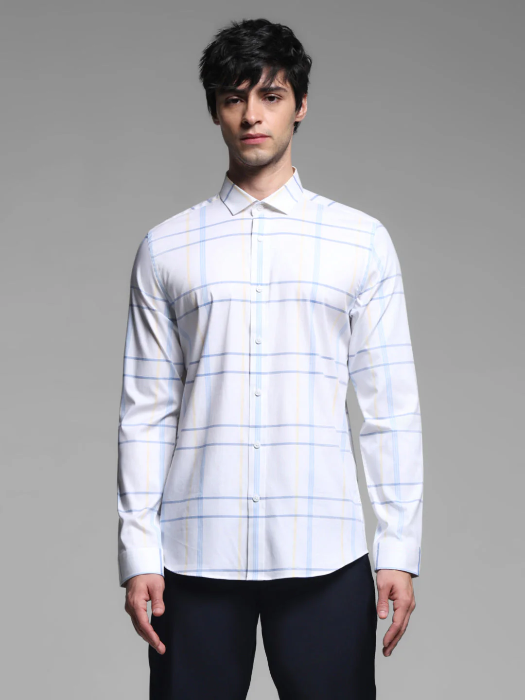 White Check Print Slim Fit Shirt - Image 8