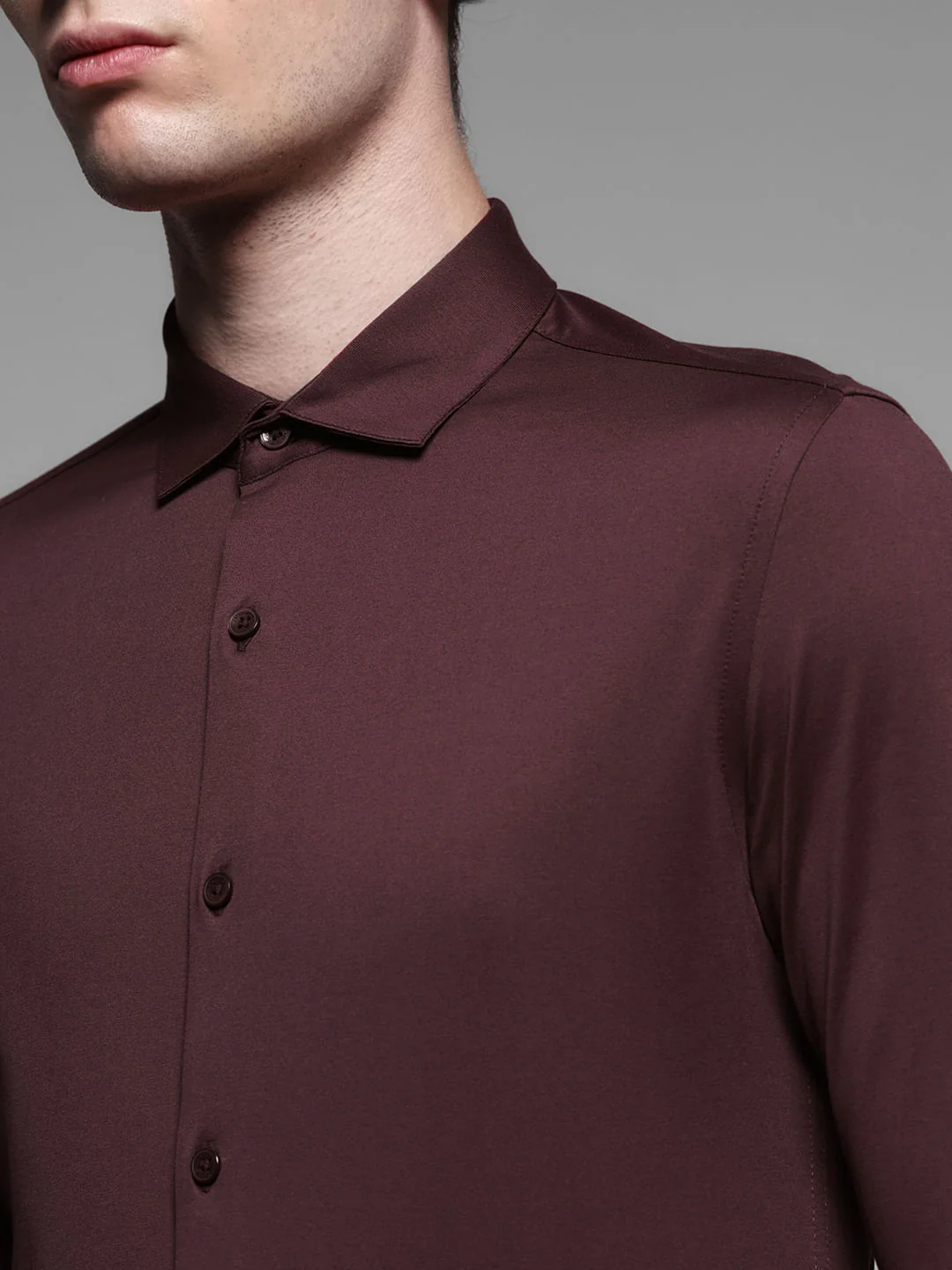 Red Knitted Full Sleeves Shirt - Image 5