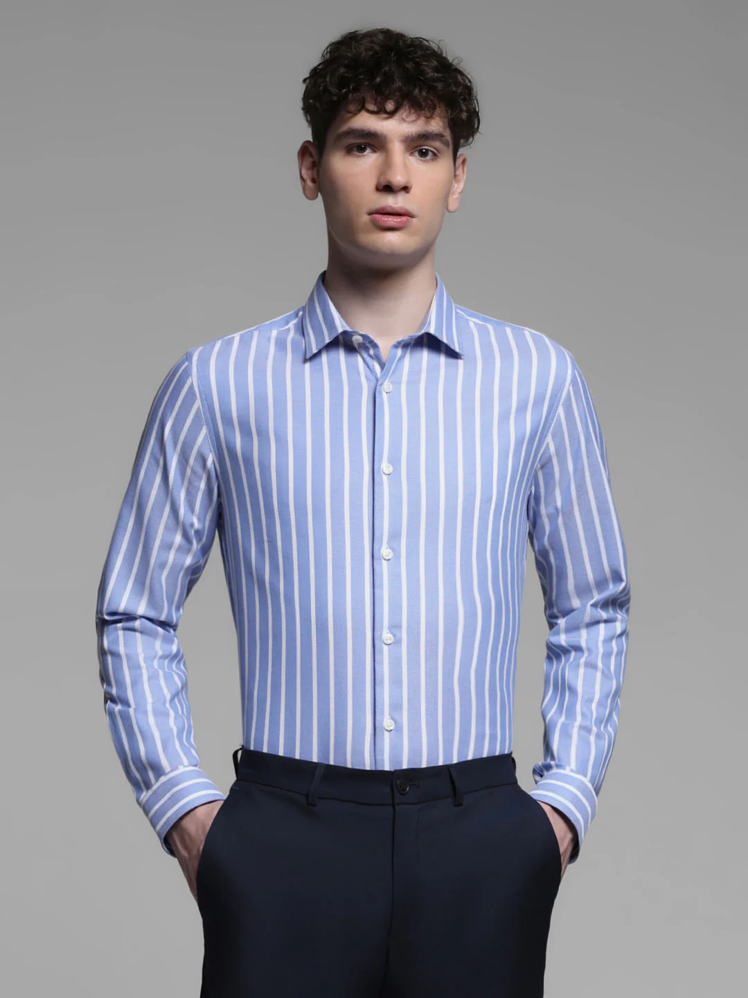 BLUE DOBBY STRIPED SHIRT - Image 2