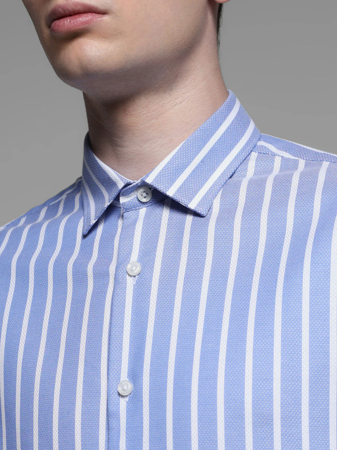 BLUE DOBBY STRIPED SHIRT - Image 5