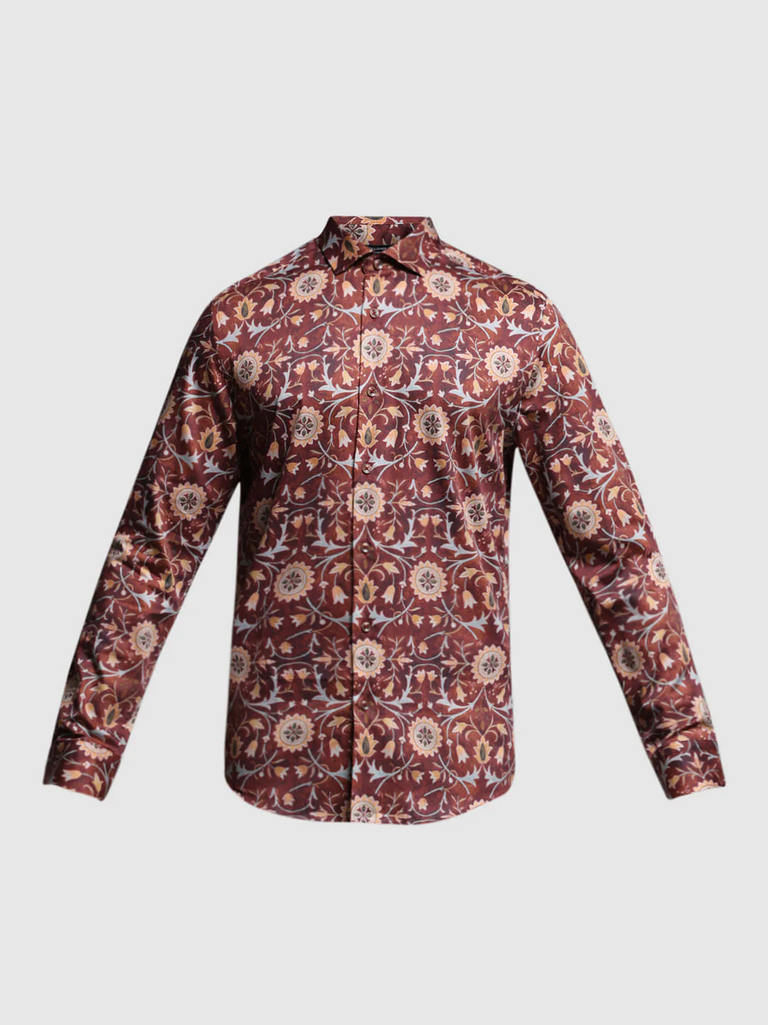 Brown Printed Cotton Full Sleeves Shirt - Image 7