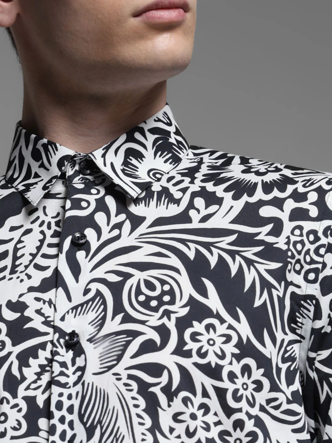 BLACK PRINTED FULL SLEEVES SHIRT - Image 5