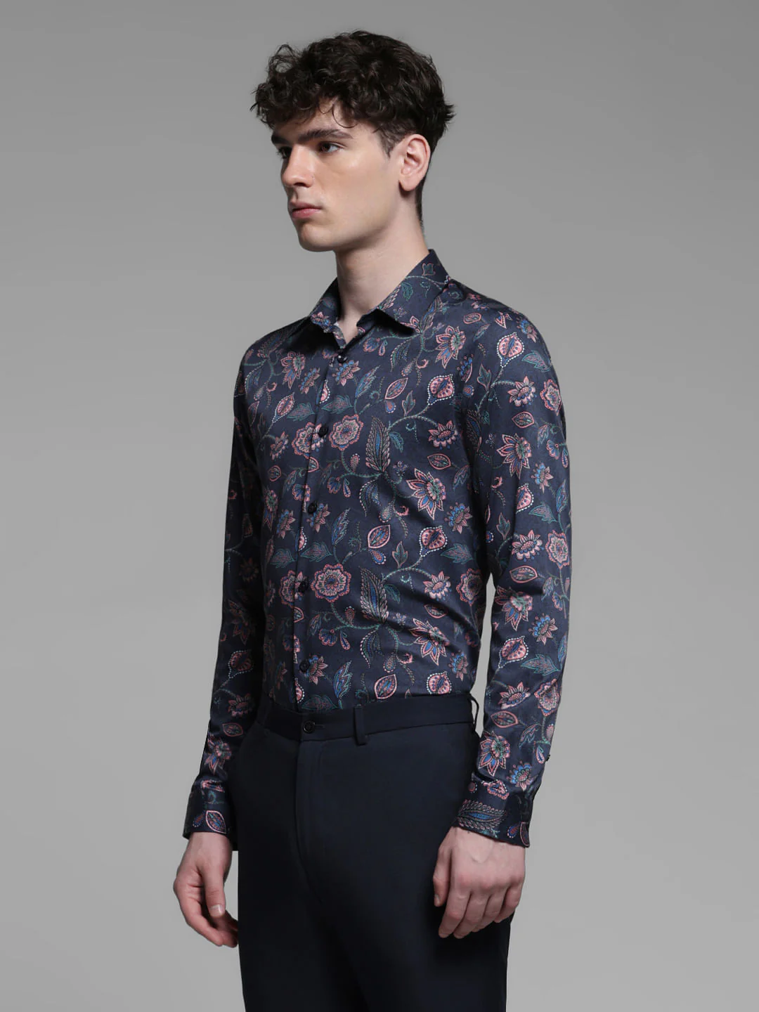 BLUE FLORAL COTTON SHIRT - Image 3
