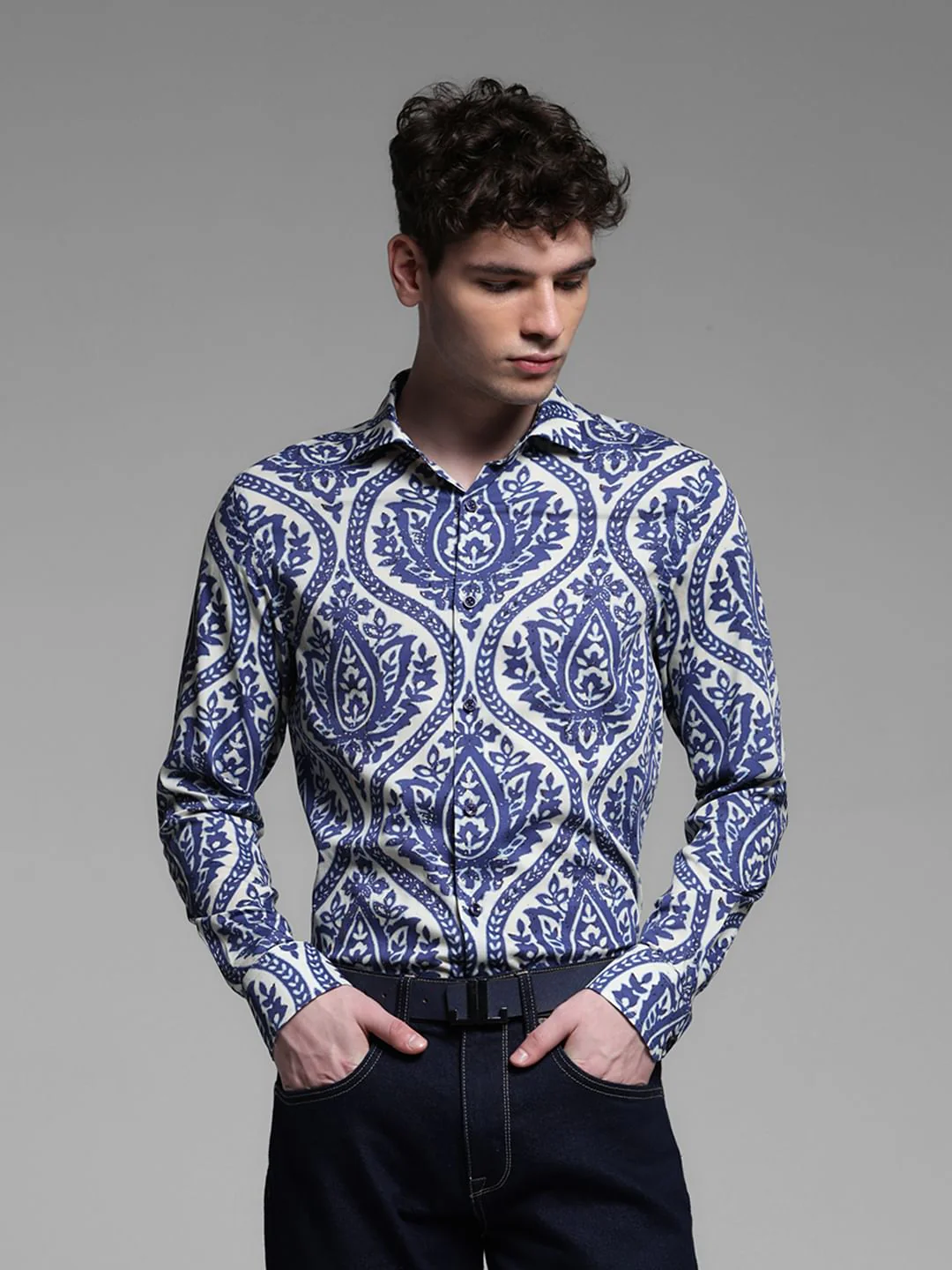 BLUE FLORAL PRINT SHIRT