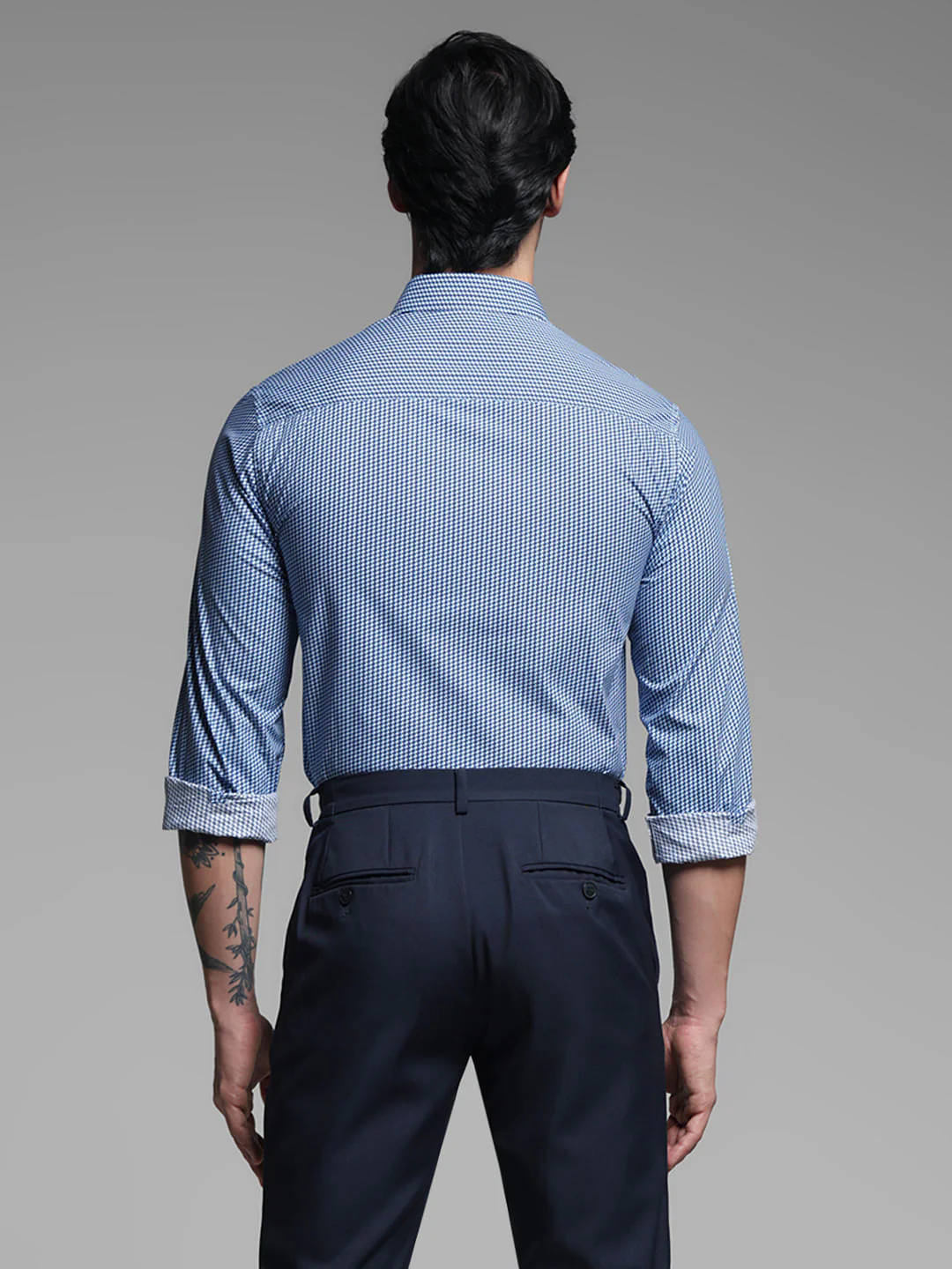 Blue Dobby Full Sleeves Shirt - Image 4