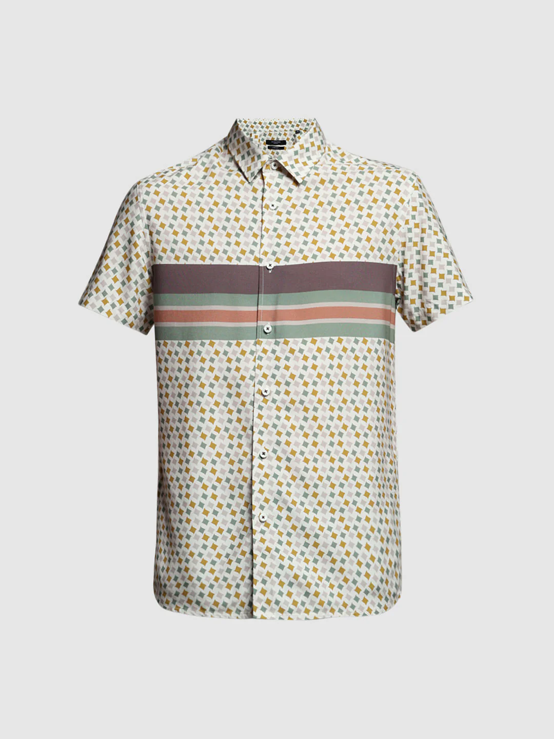 Blue Abstract Print Rayon Shirt - Image 7