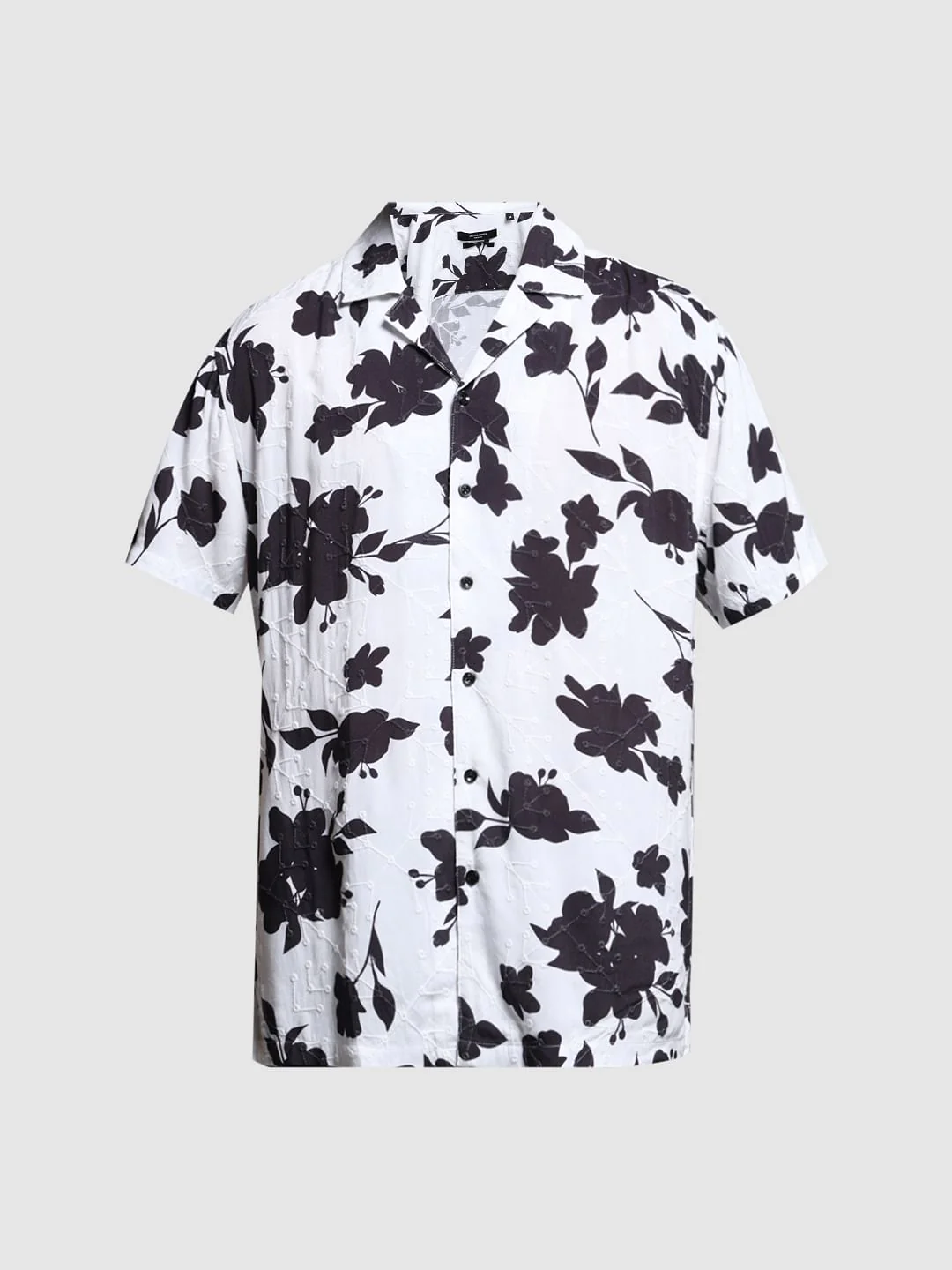 White Floral Print Short Sleeves Shirt - Image 7
