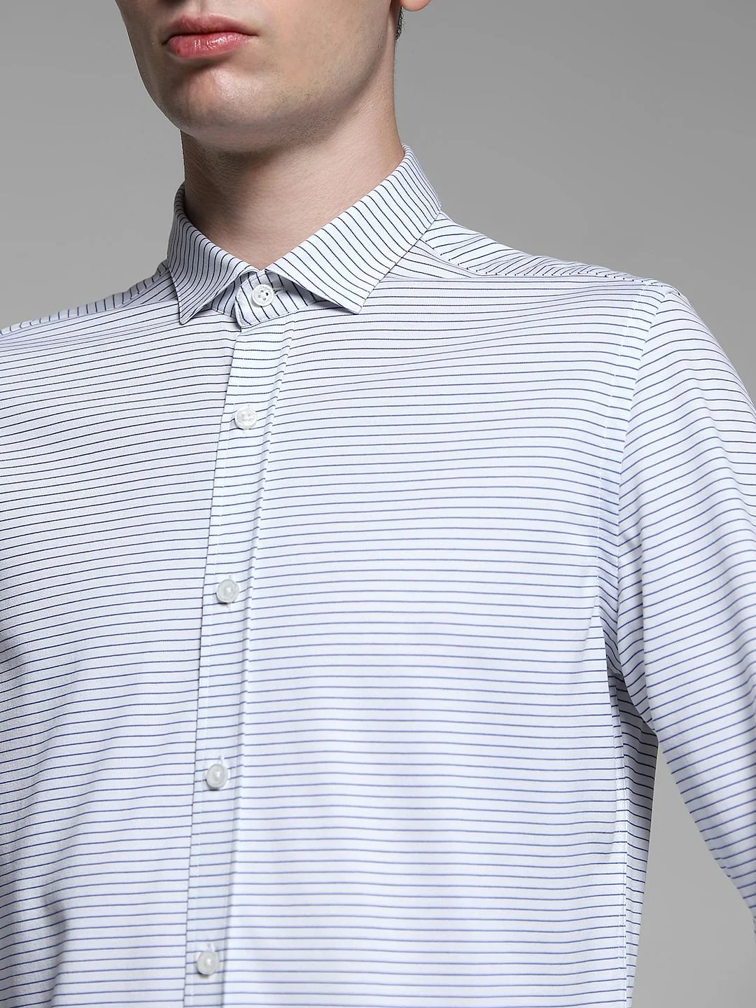White Striped Full Sleeves Shirt - Image 5