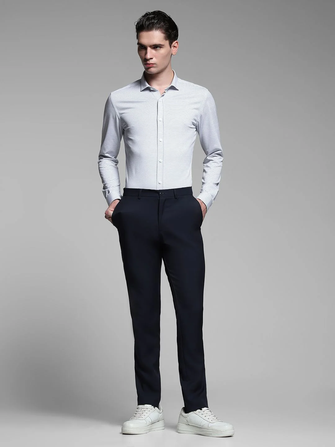 White Striped Full Sleeves Shirt - Image 6