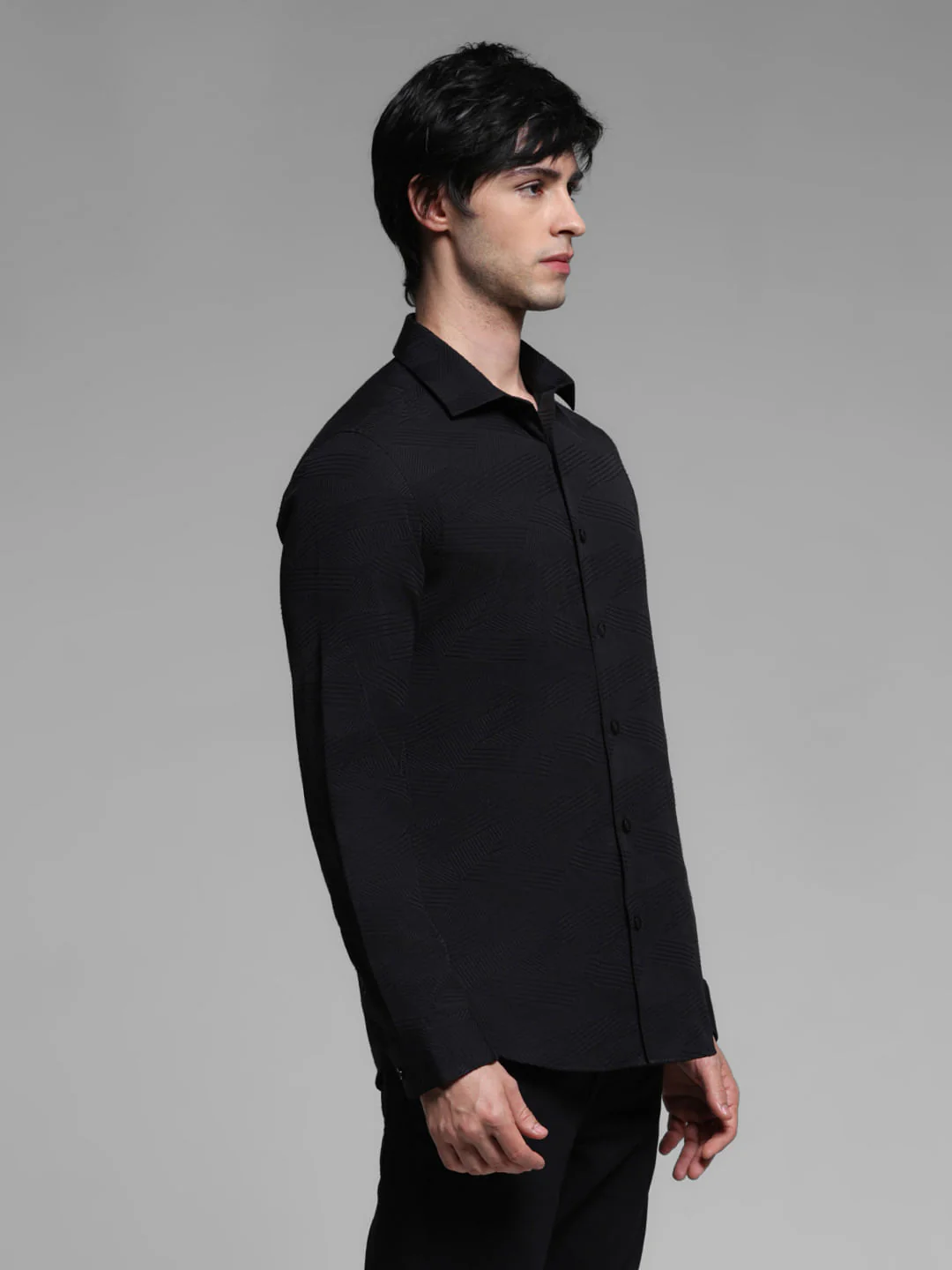 Black Dobby Full Sleeves Shirt - Image 3