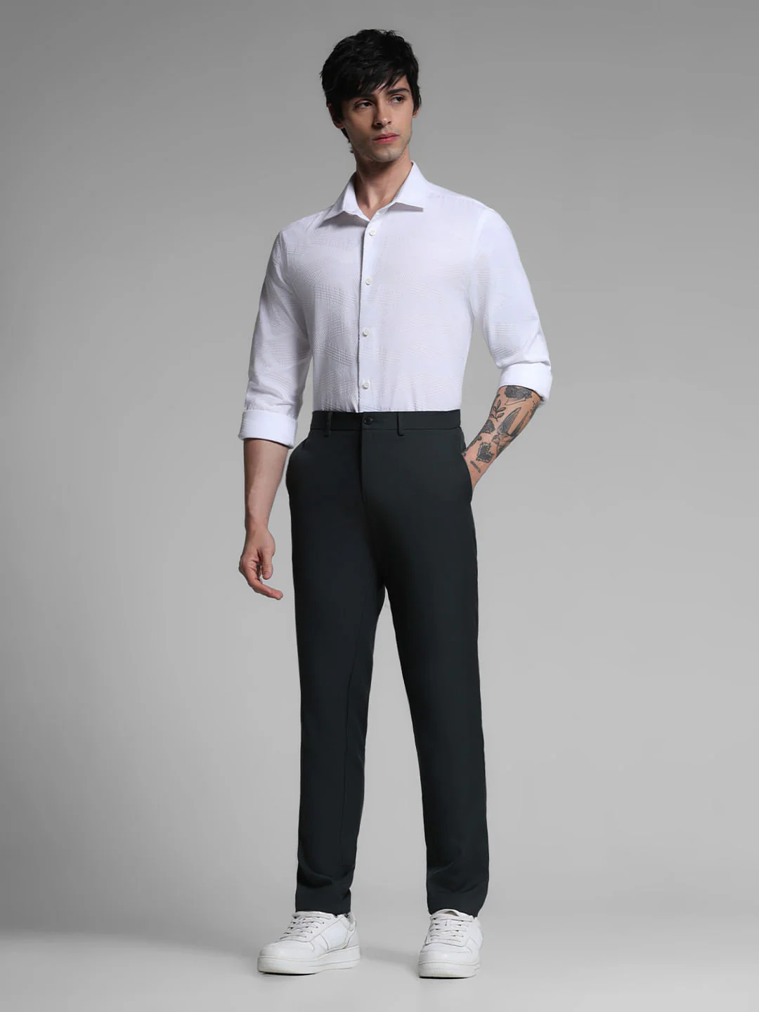 White Dobby Full Sleeves Shirt - Image 6