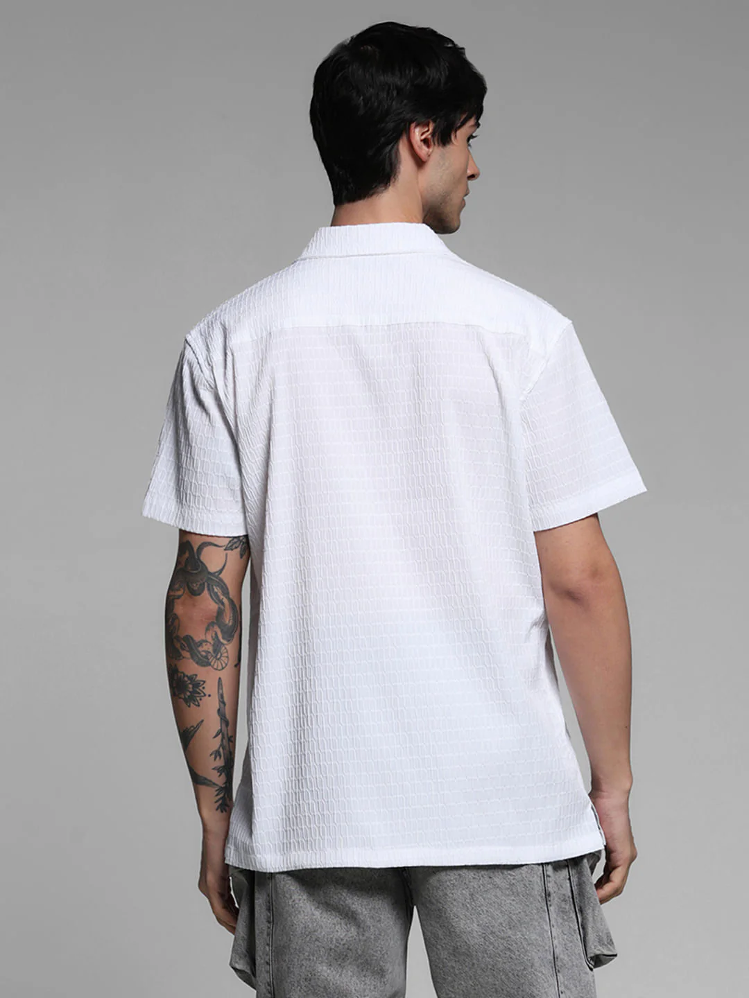 White Stretch Short Sleeves Shirt - Image 4