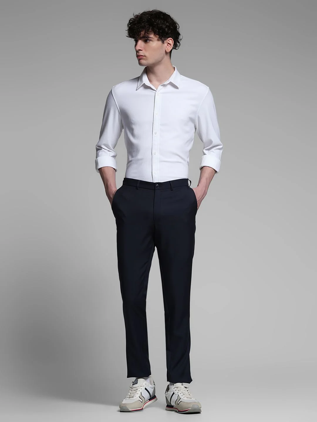 White Dobby Full Sleeves Shirt - Image 6