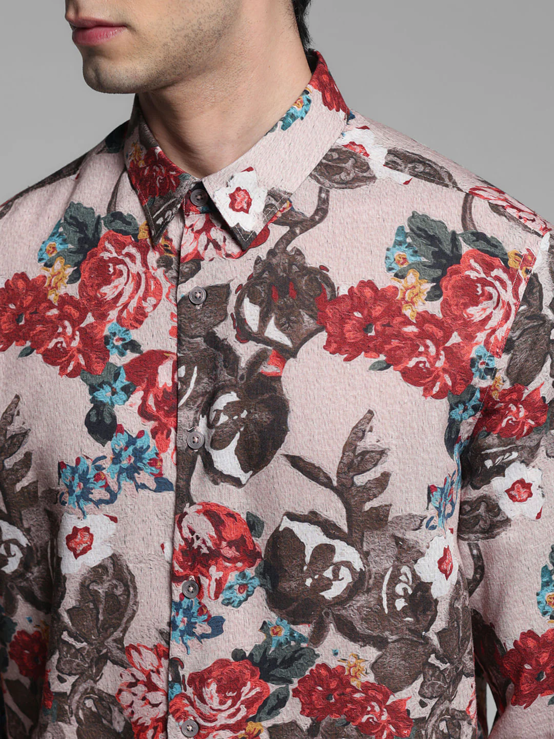 LIGHT BROWN FLORAL SHIRT - Image 5