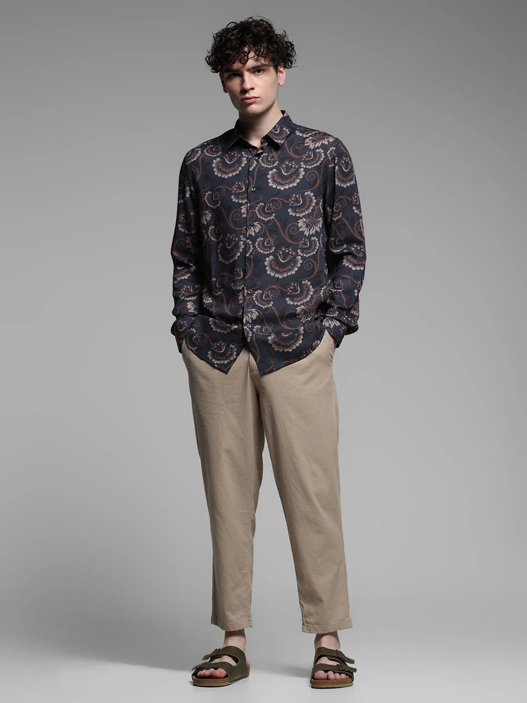Black Floral Lyocell-Linen Shirt - Image 6