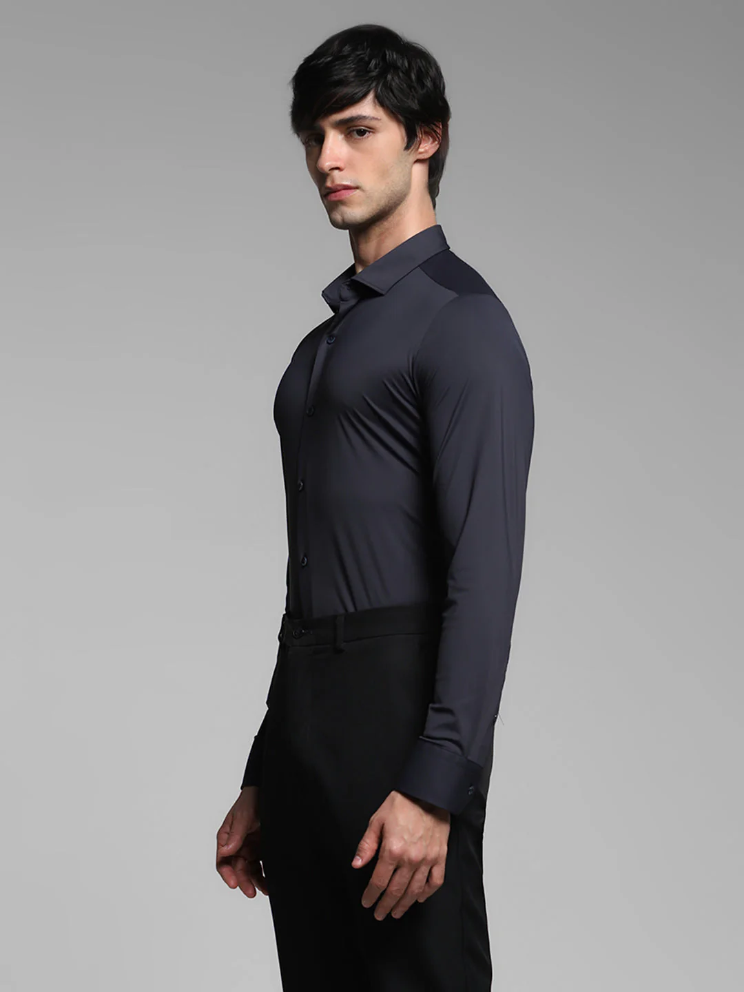 Navy Blue Slim Fit Shirt - Image 3