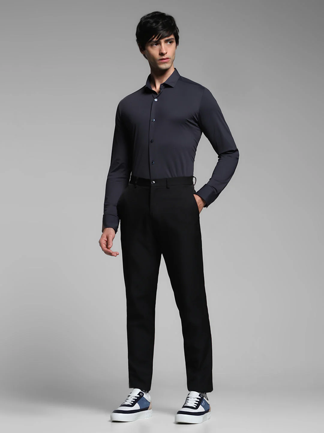 Navy Blue Slim Fit Shirt - Image 6