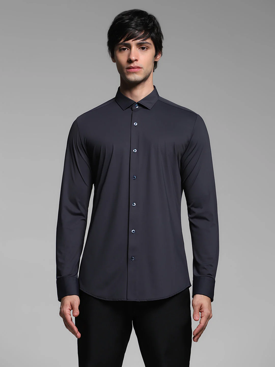 Navy Blue Slim Fit Shirt - Image 8