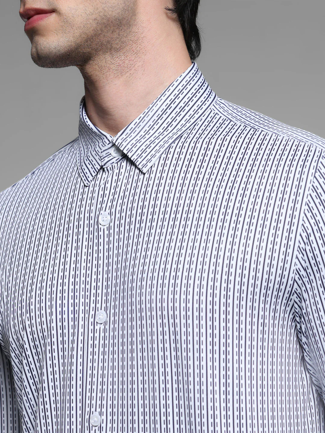 White Printed Knitted Shirt - Image 5