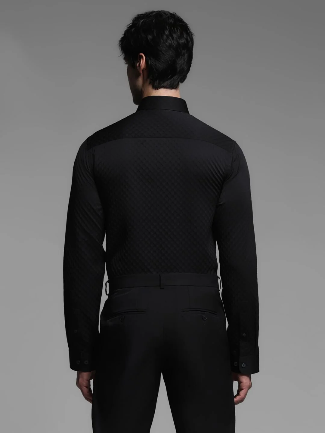 Black Dobby Full Sleeves Shirt - Image 4