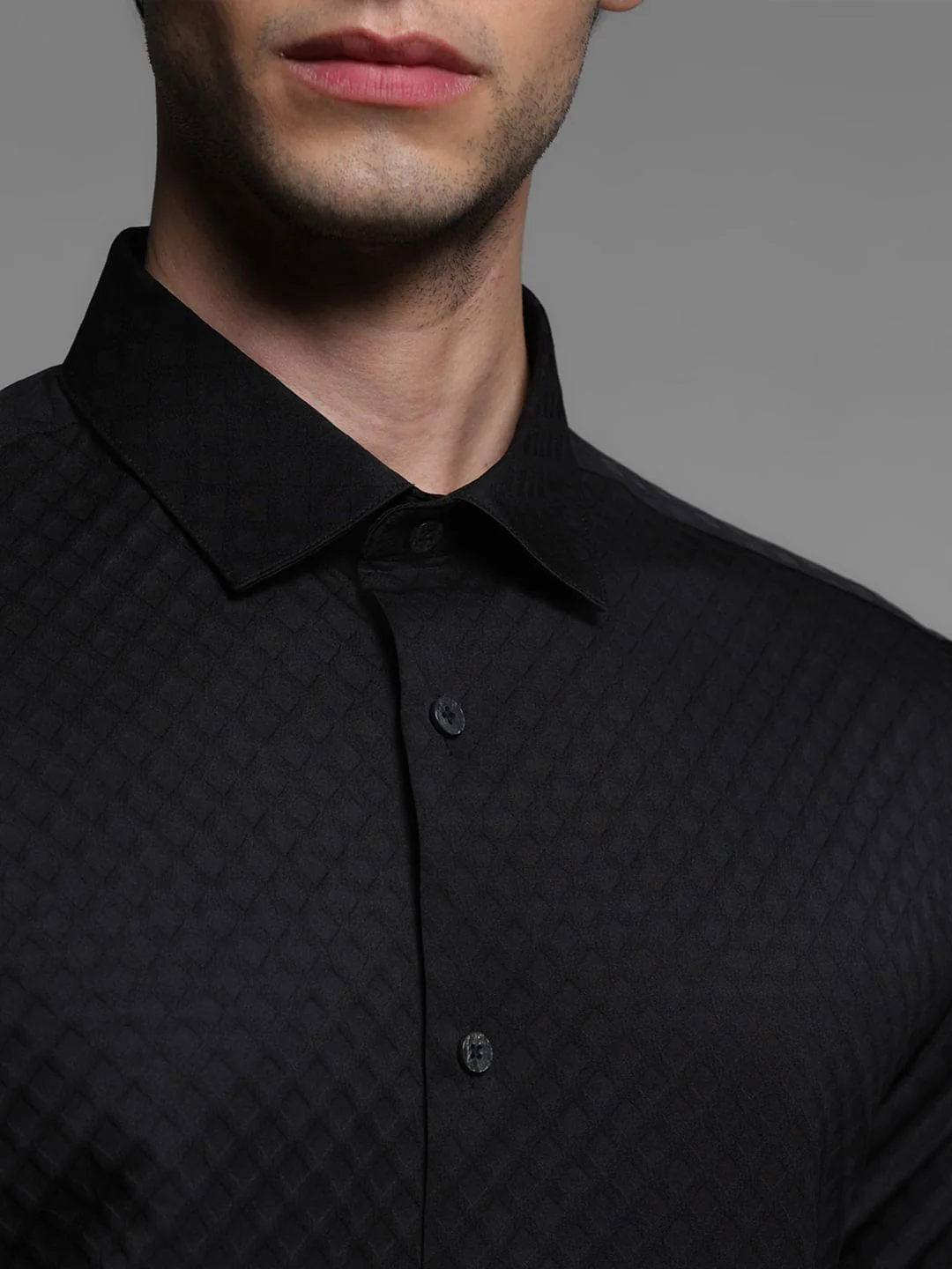 Black Dobby Full Sleeves Shirt - Image 5