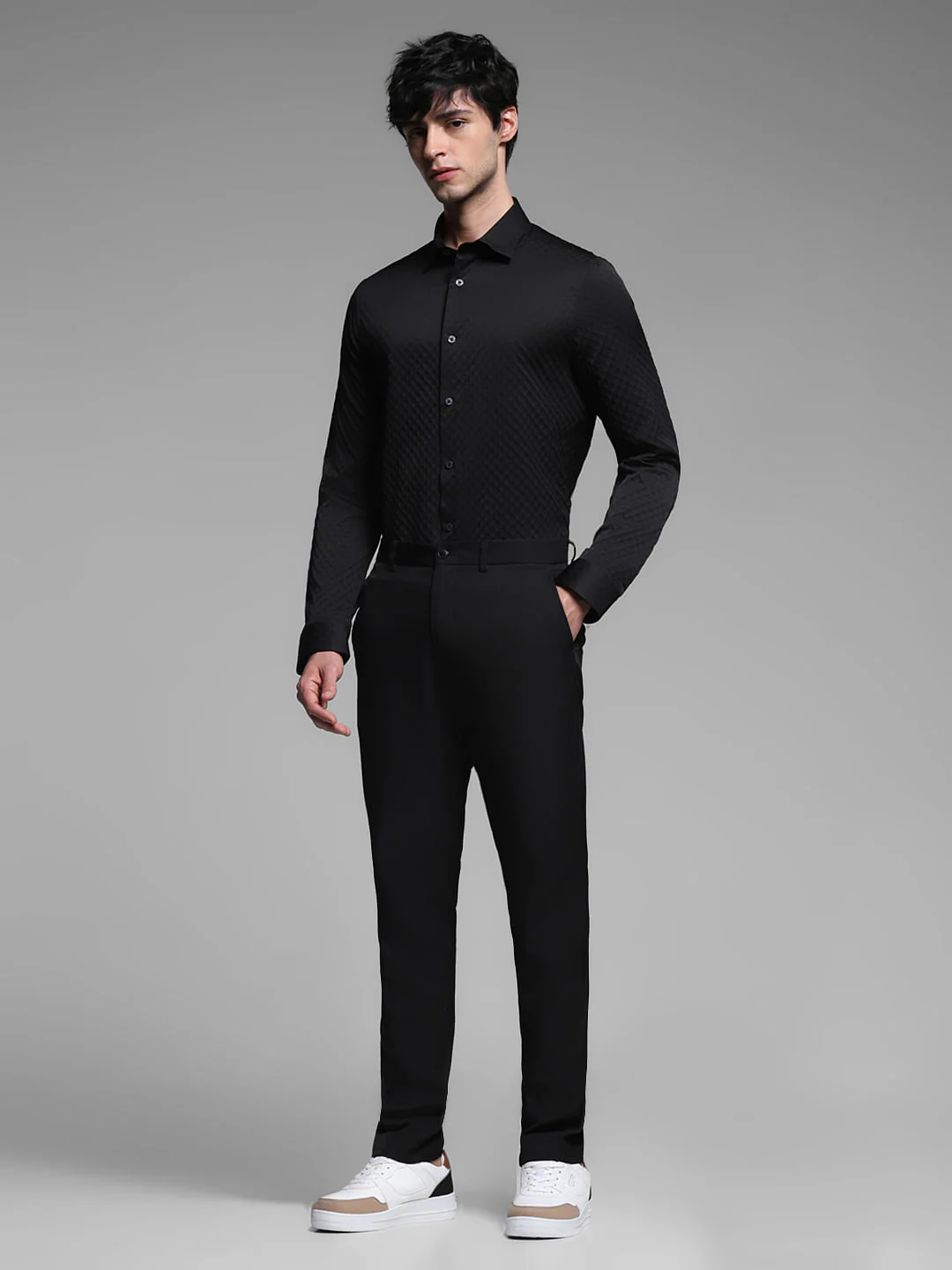Black Dobby Full Sleeves Shirt - Image 6