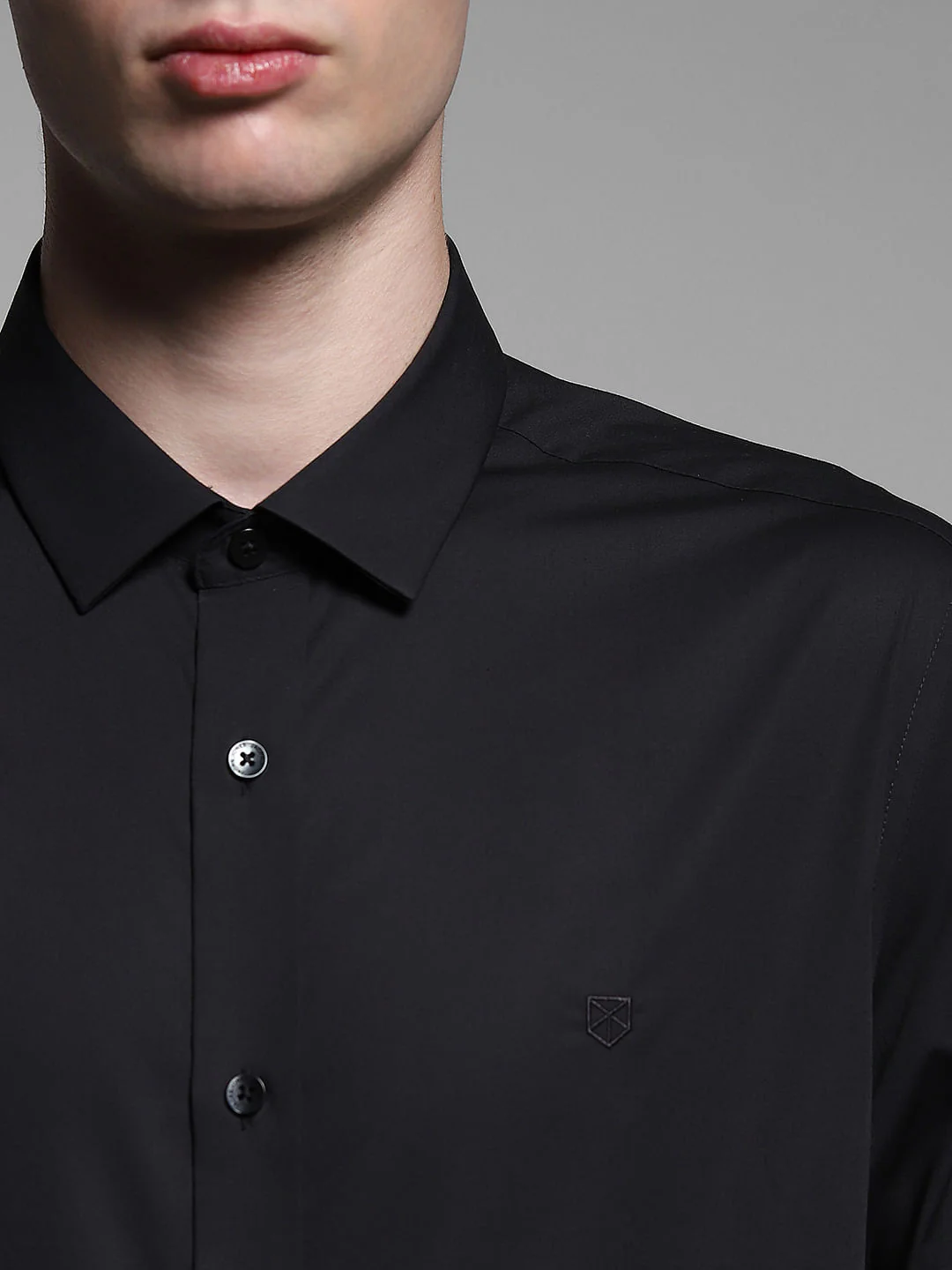 Black Poplin Full Sleeves Shirt - Image 5