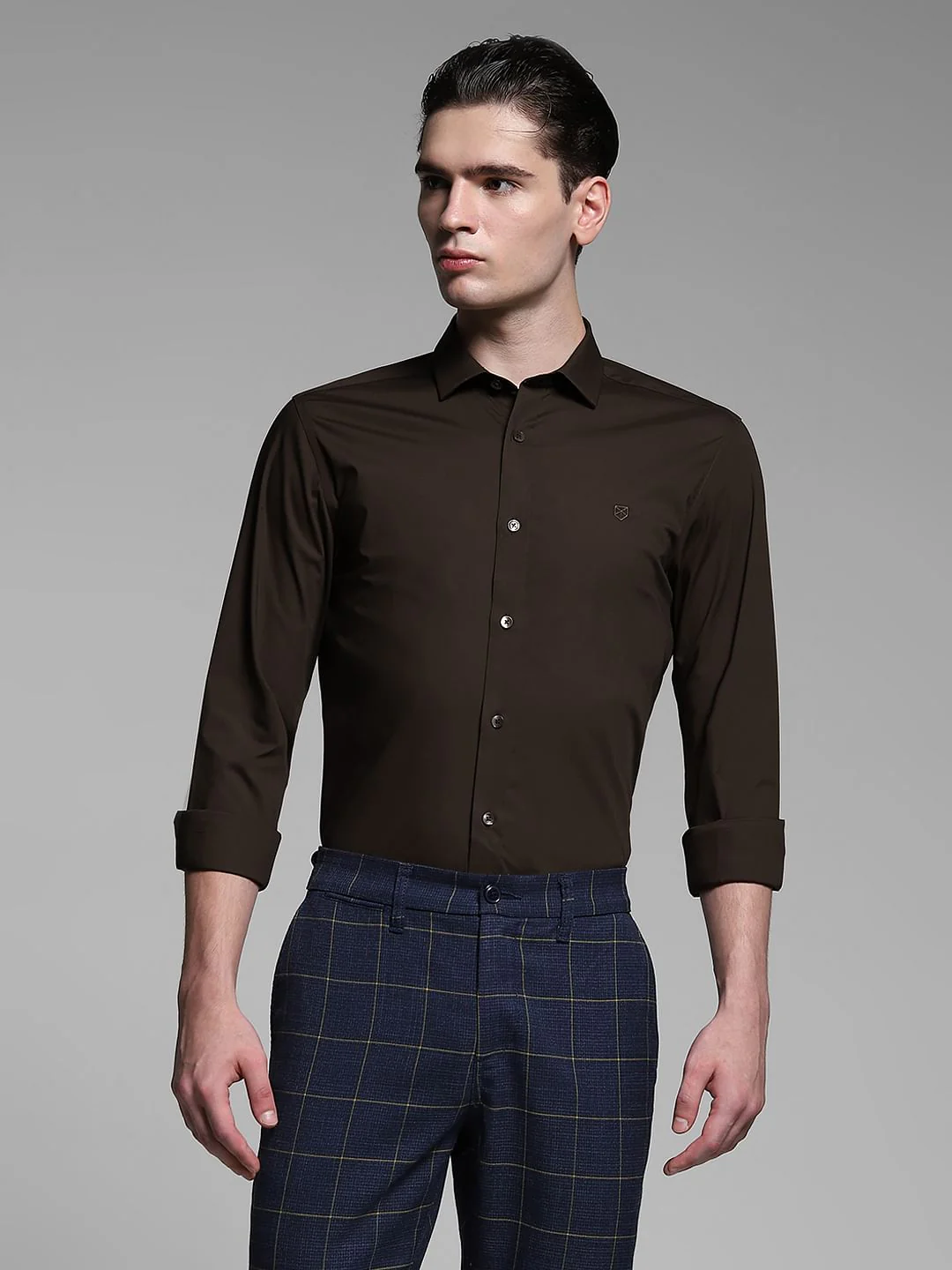 Chocolate Brown Poplin Full Sleeves Shirt - Image 2