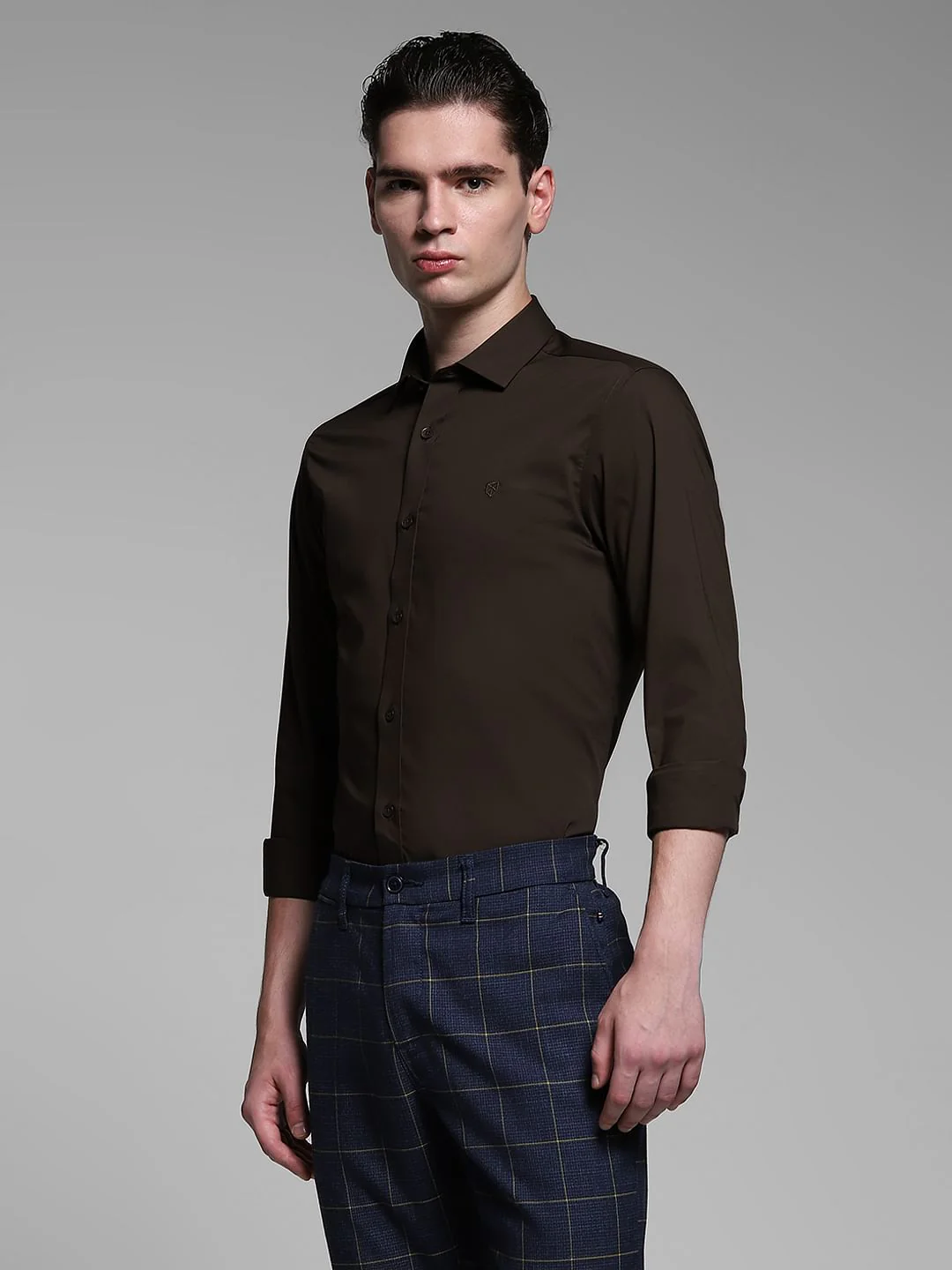 Chocolate Brown Poplin Full Sleeves Shirt - Image 3