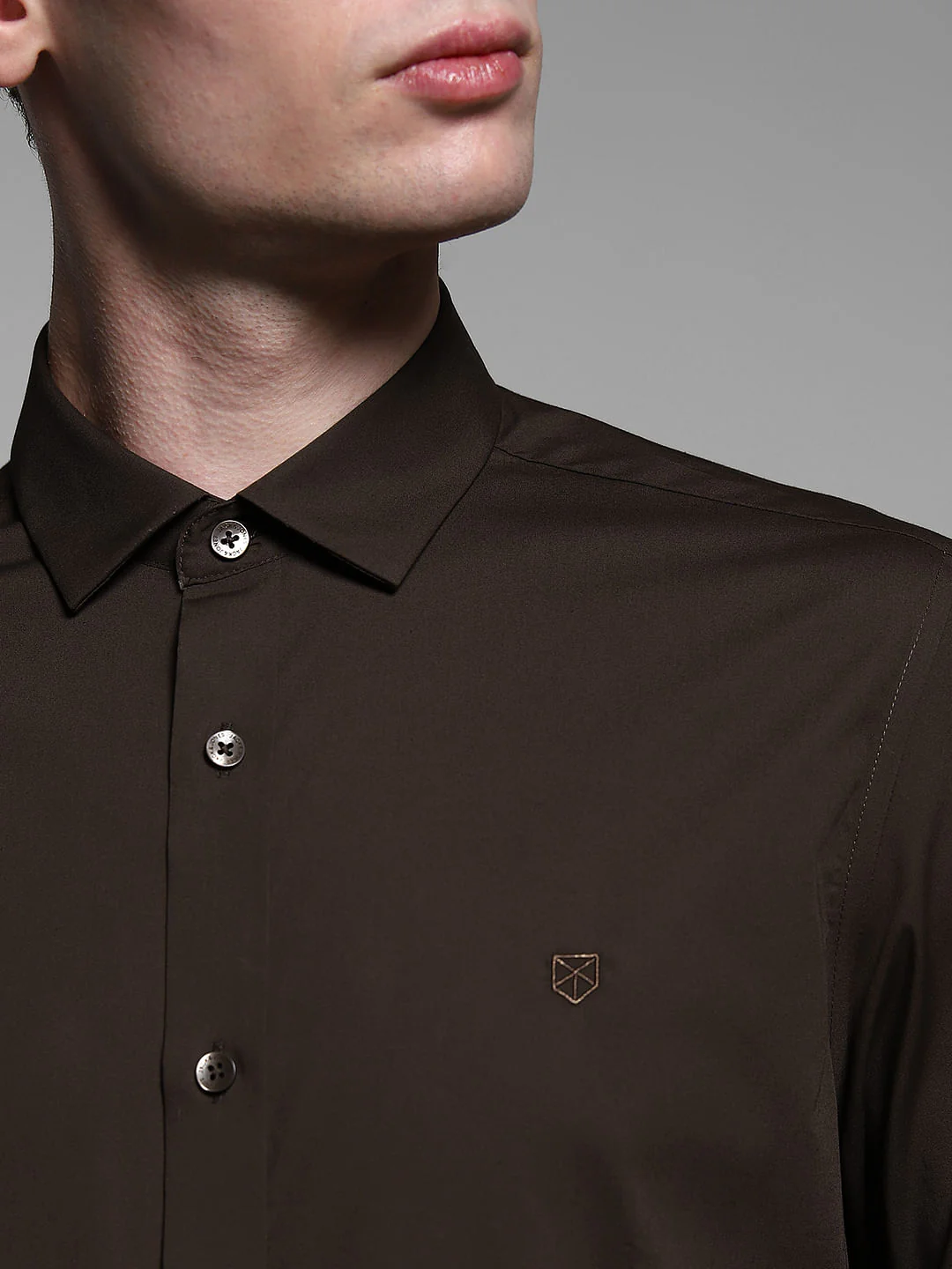 Chocolate Brown Poplin Full Sleeves Shirt - Image 5
