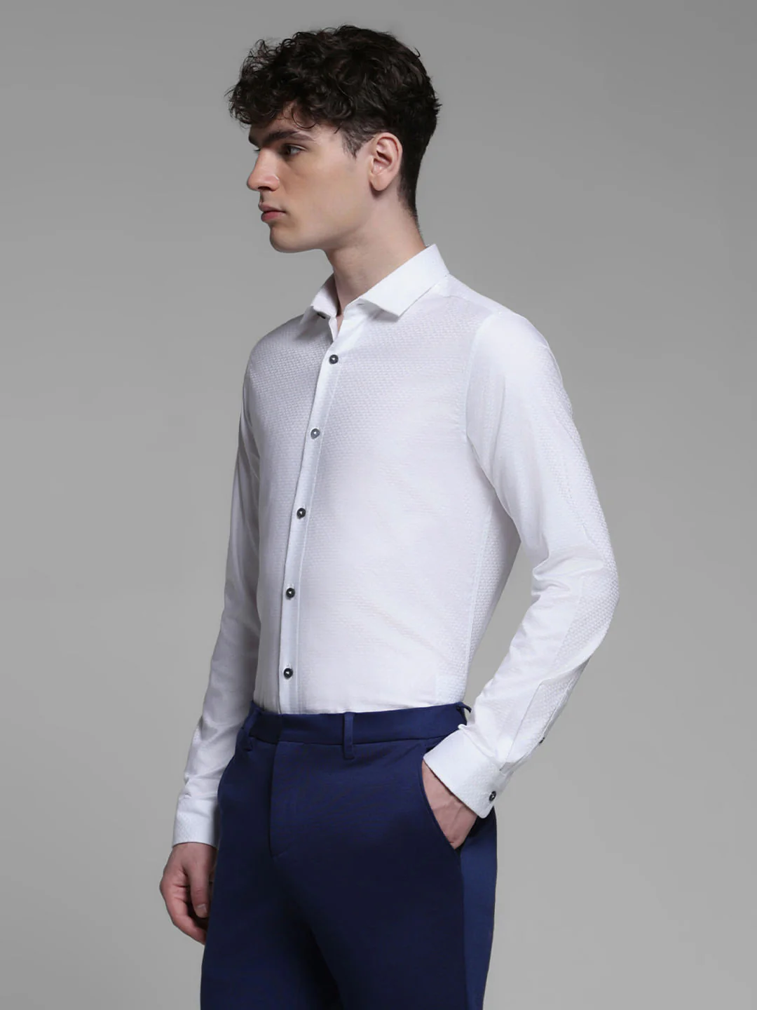 WHITE SLIM FIT SHIRT - Image 3