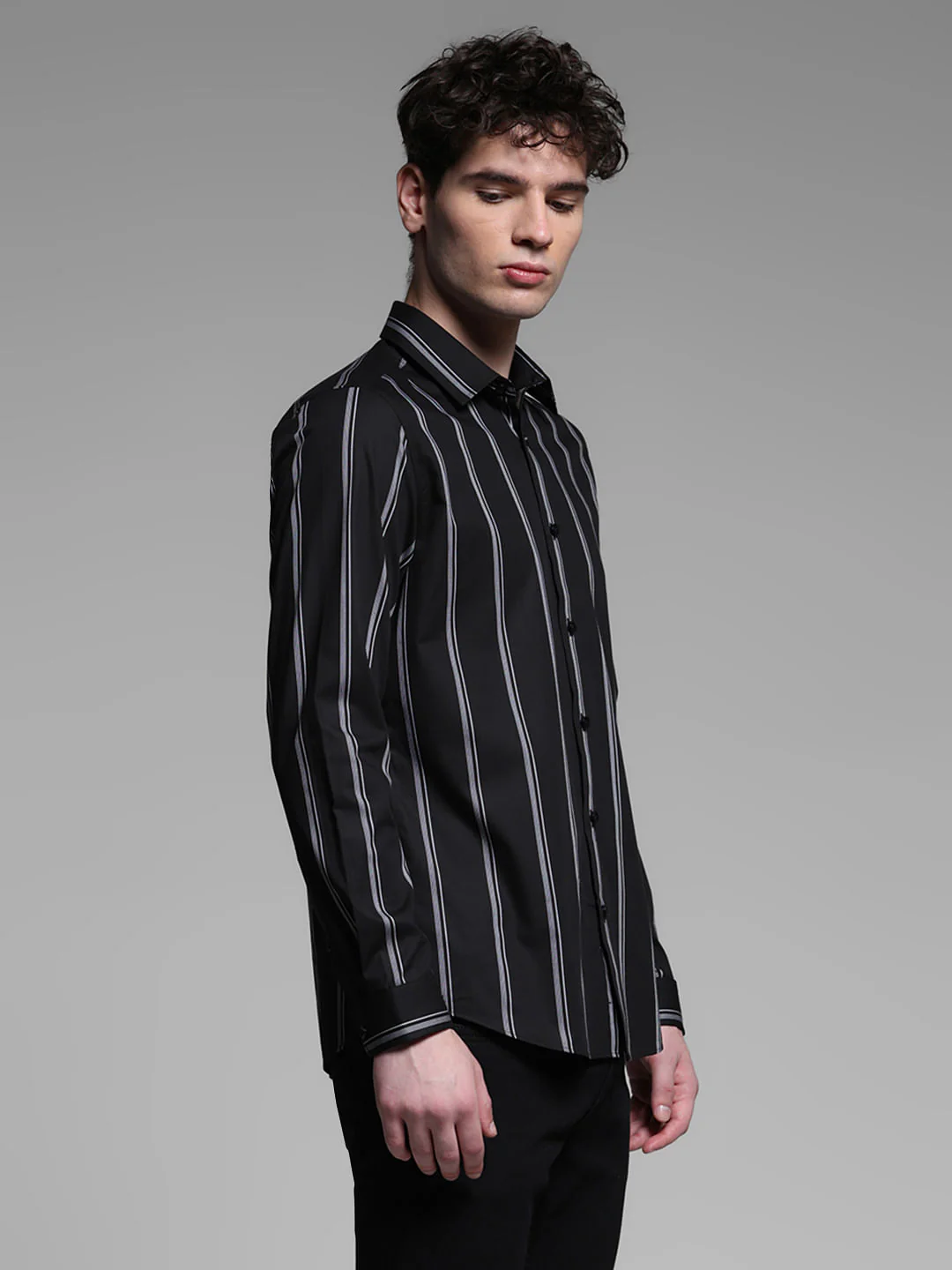 BLACK STRIPED SHIRT - Image 3