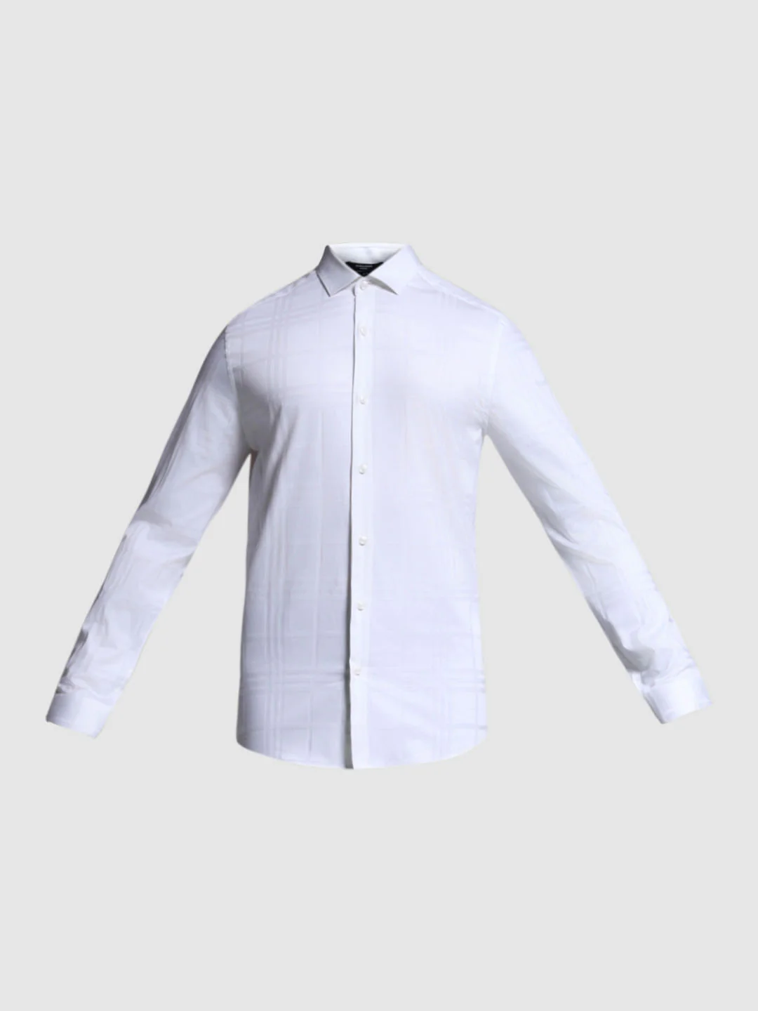 White Dobby Check Print Shirt - Image 7