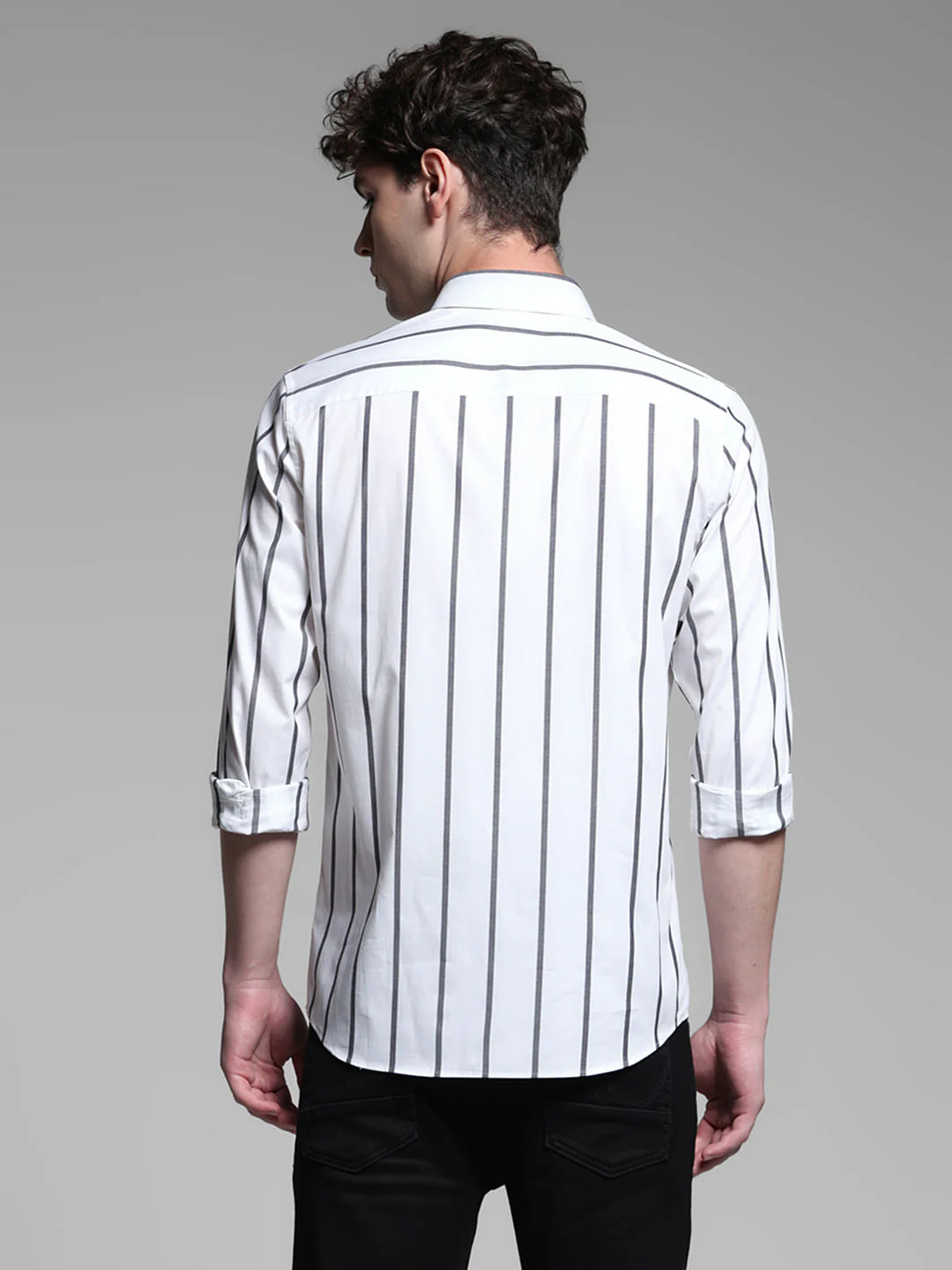 White Striped Full Sleeves Shirt - Image 4