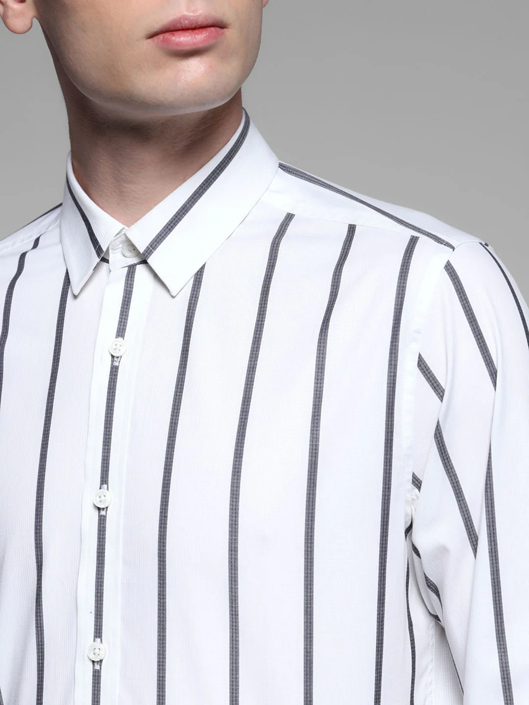 White Striped Full Sleeves Shirt - Image 5