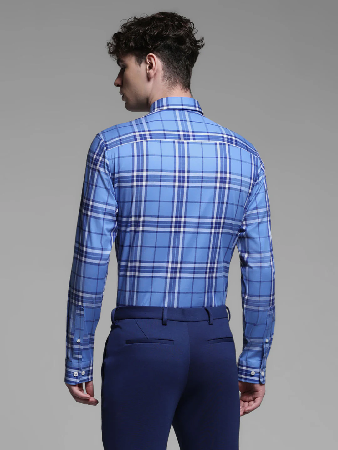 BLUE CHECK PRINT SHIRT - Image 4