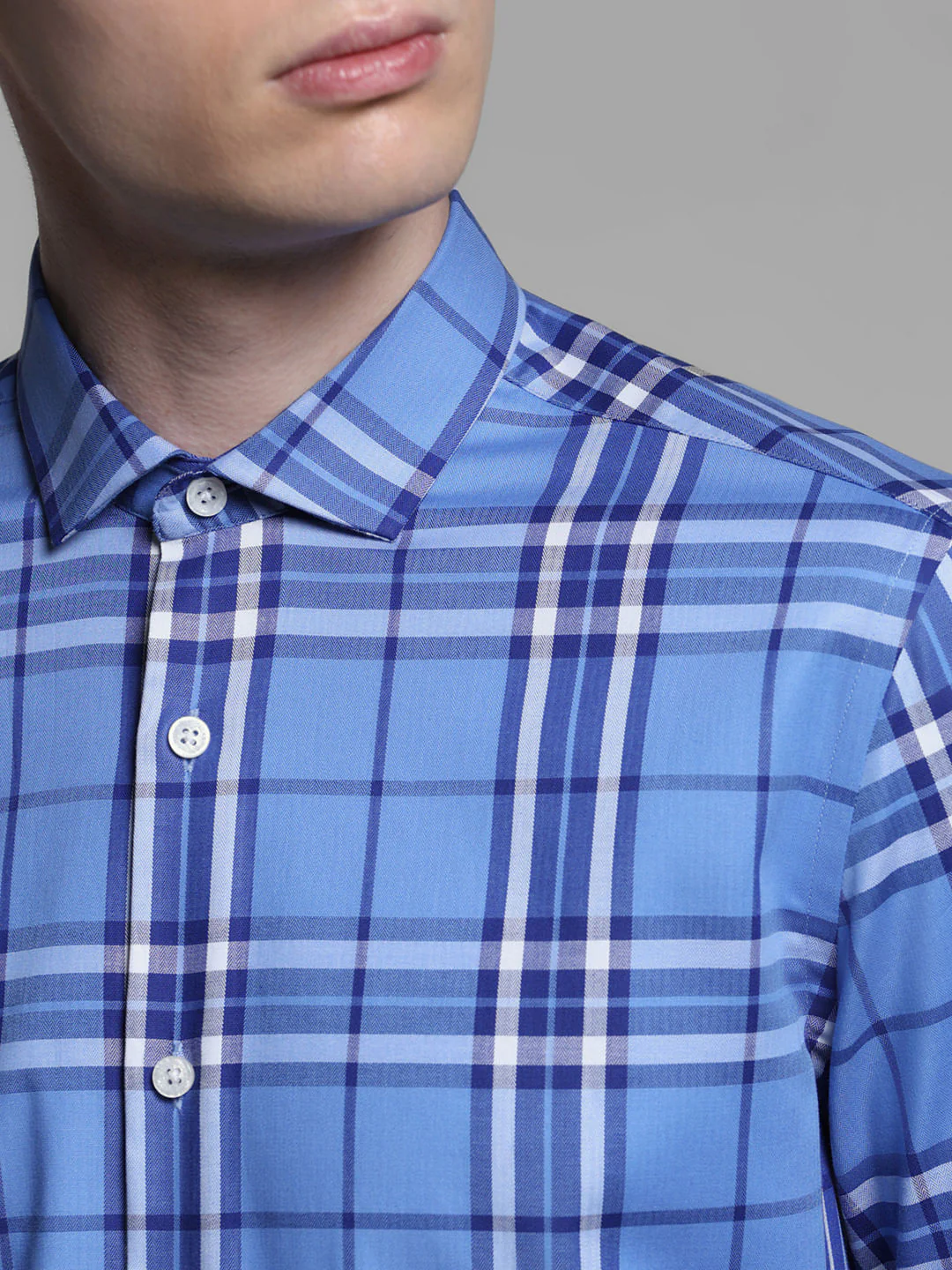 BLUE CHECK PRINT SHIRT - Image 5