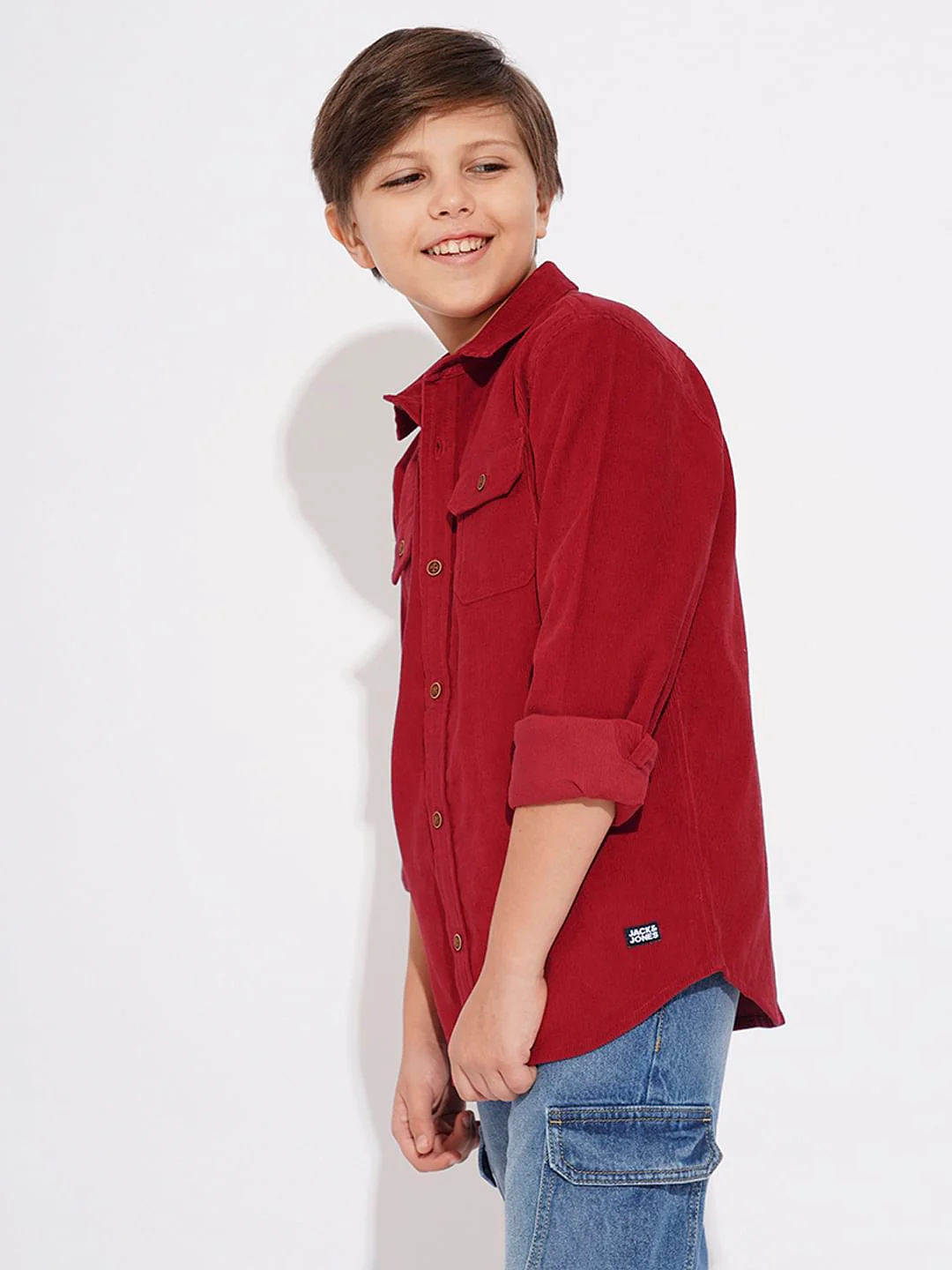 Boys Red Corduroy Shirt - Image 3