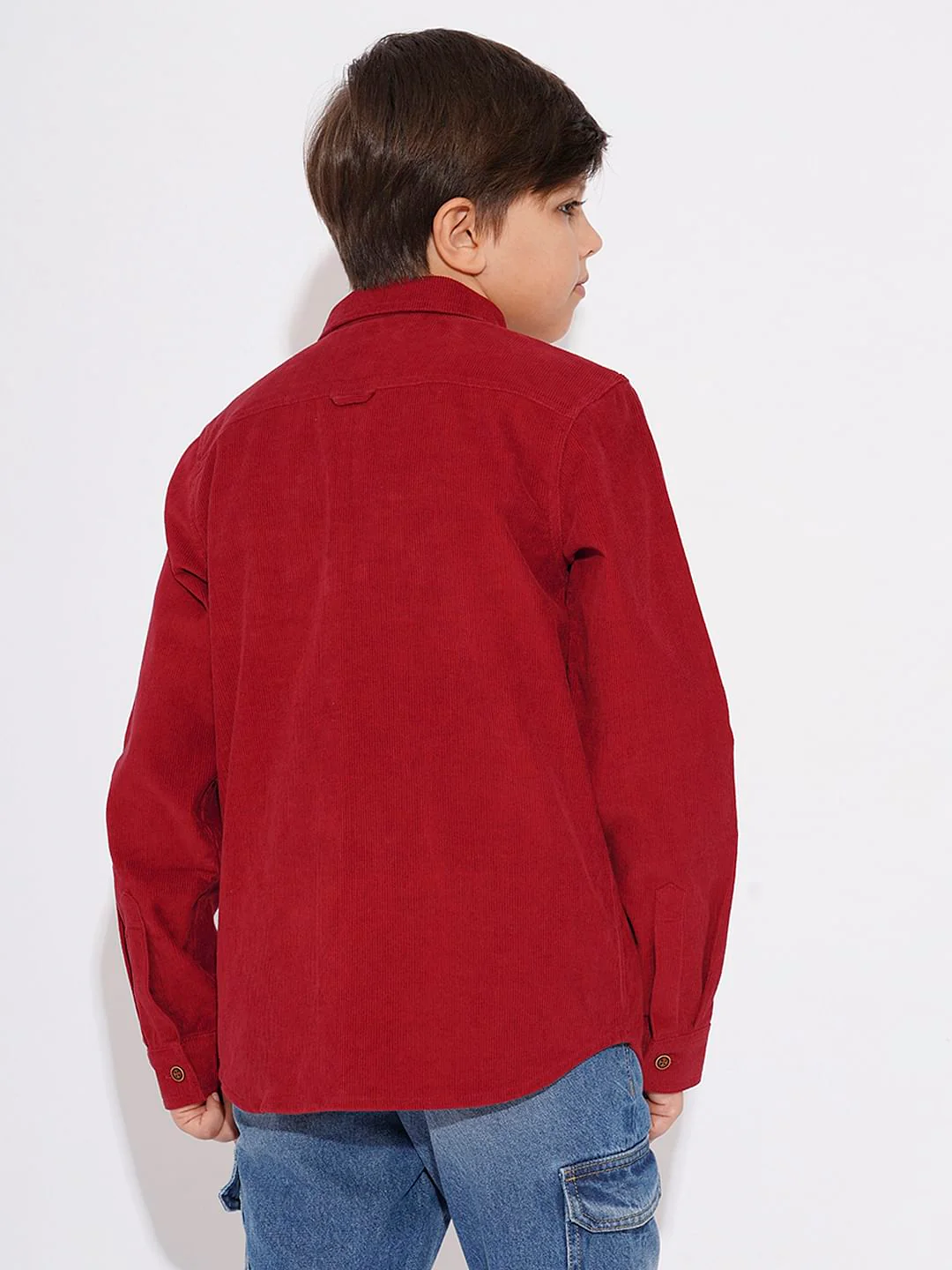 Boys Red Corduroy Shirt - Image 4