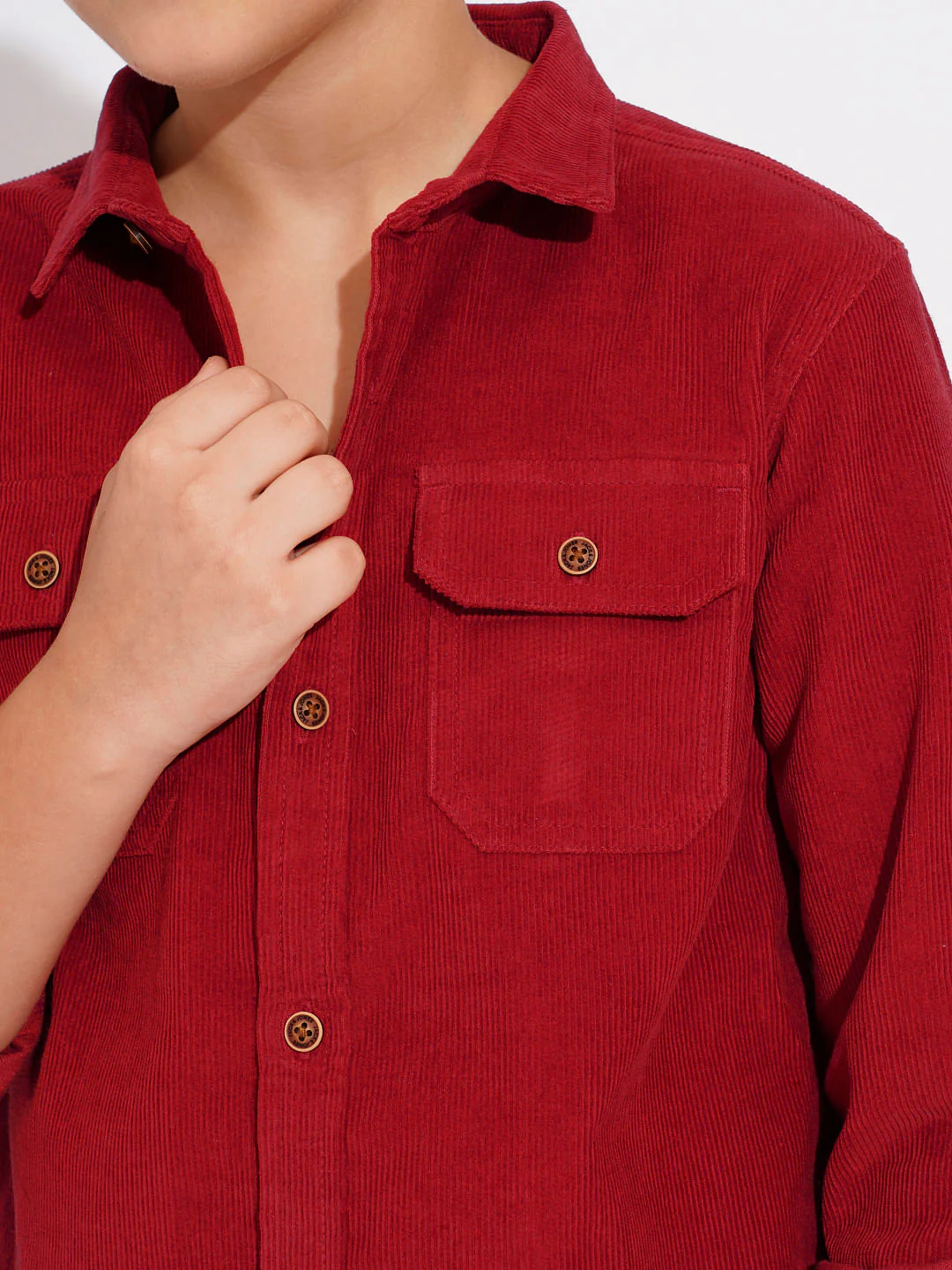 Boys Red Corduroy Shirt - Image 6