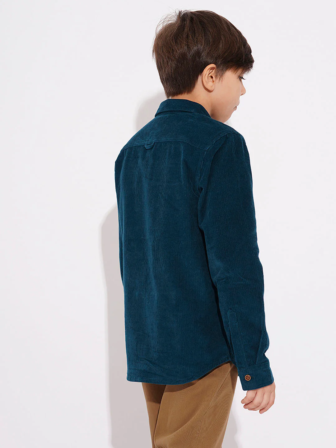 Boys Navy Blue Corduroy Shirt - Image 4
