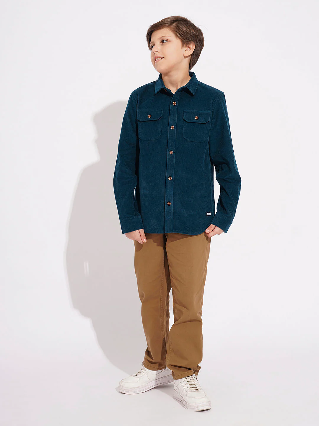Boys Navy Blue Corduroy Shirt - Image 5