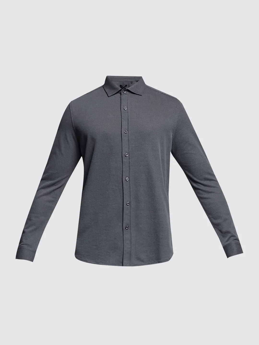 Dark Grey Knitted Full Sleeves Shirt - Image 7
