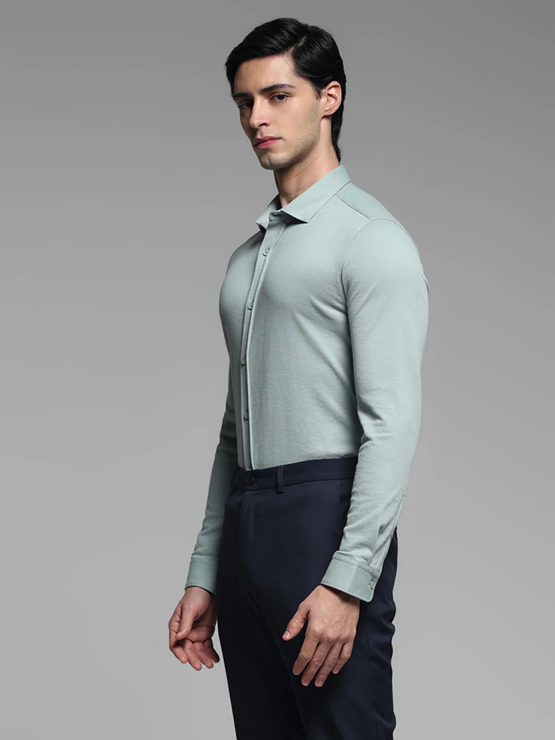 Green Knitted Full Sleeves Shirt - Image 3